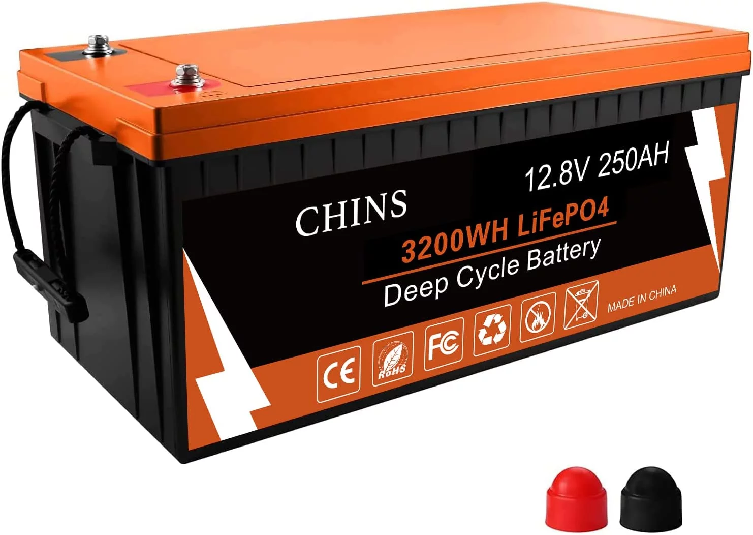 CHINS Smart LiFePO4 Lithium Iron Battery 12.8V 100Ah for Boat Fishing - Inhomebuy