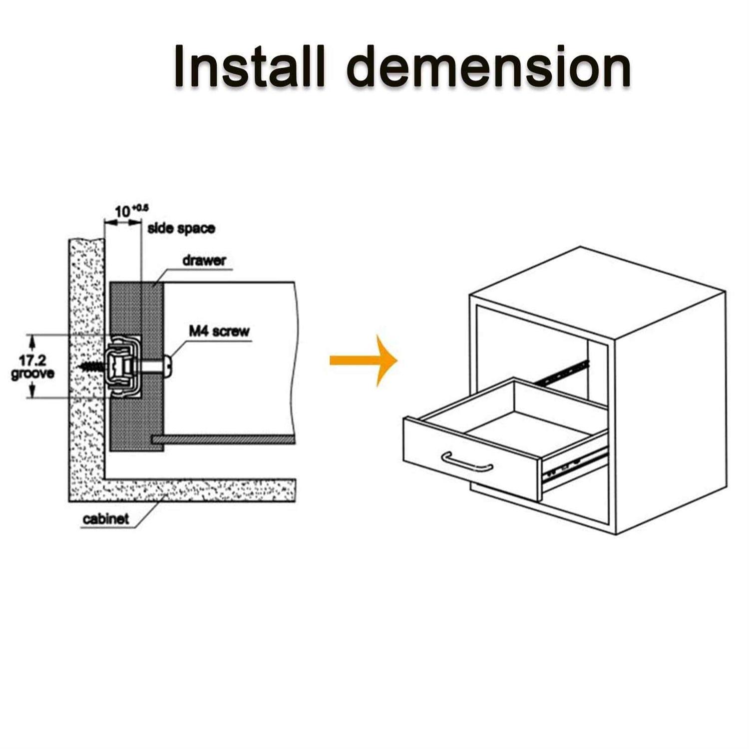 yoohey Metal Drawer Slides Ball Bearing Two Way Slide Track Rail 0.7 inch Wide - Inhomebuy