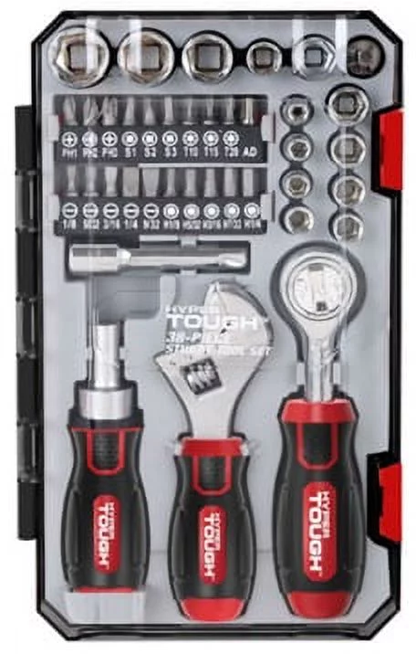 Hyper Tough 38 Piece Multi-Size Stubby Wrench and Socket Set For Home Use - Inhomebuy