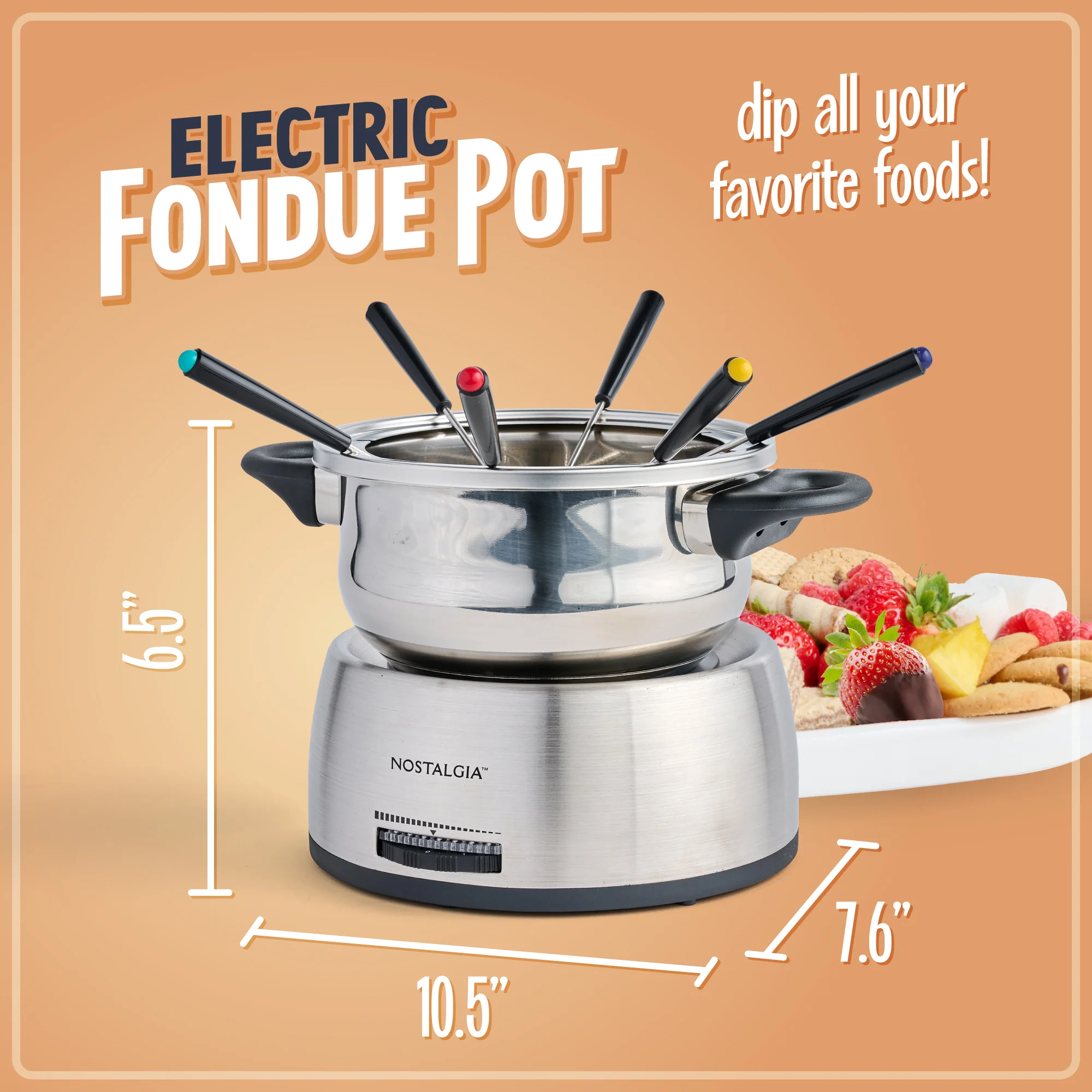 6-Cup Stainless Steel Electric Chocolate & Cheese Fondue Pot - Inhomebuy