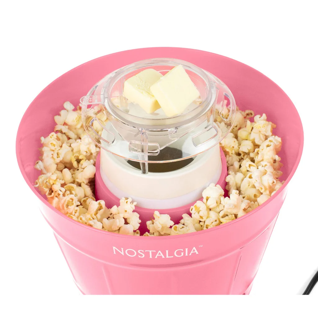 Hot Air Popcorn Maker and Bucket, Coral - Inhomebuy
