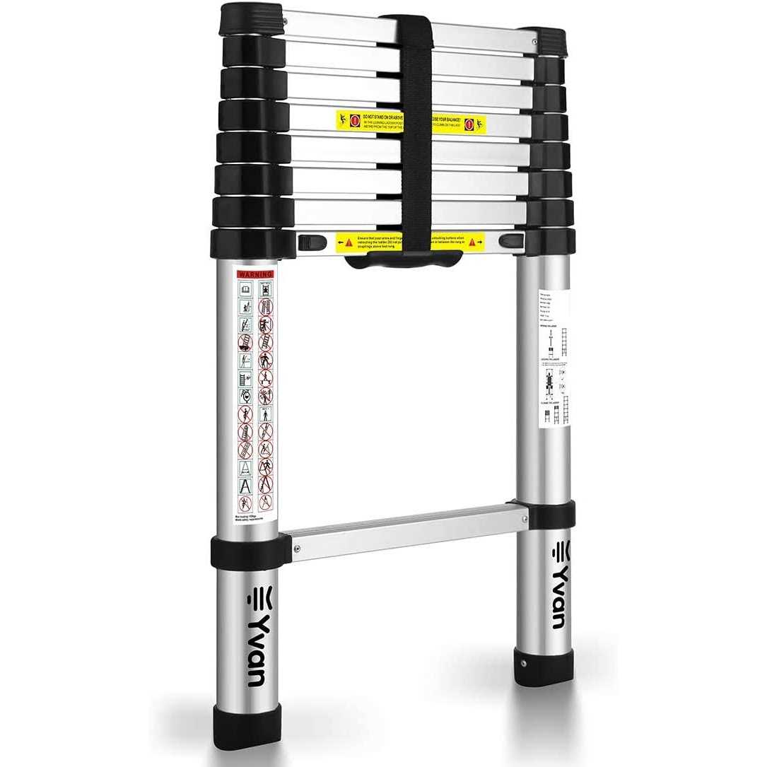 Yvan Telescoping Ladder,12.5 FT One Button Retraction Aluminum Telescopic Extension Extendable Ladder,Slow Down Design Multi-Purpose Step Ladder - Inhomebuy
