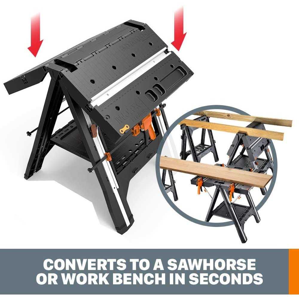 Worx WX051 Pegasus Folding Work Table Sawhorse - Inhomebuy