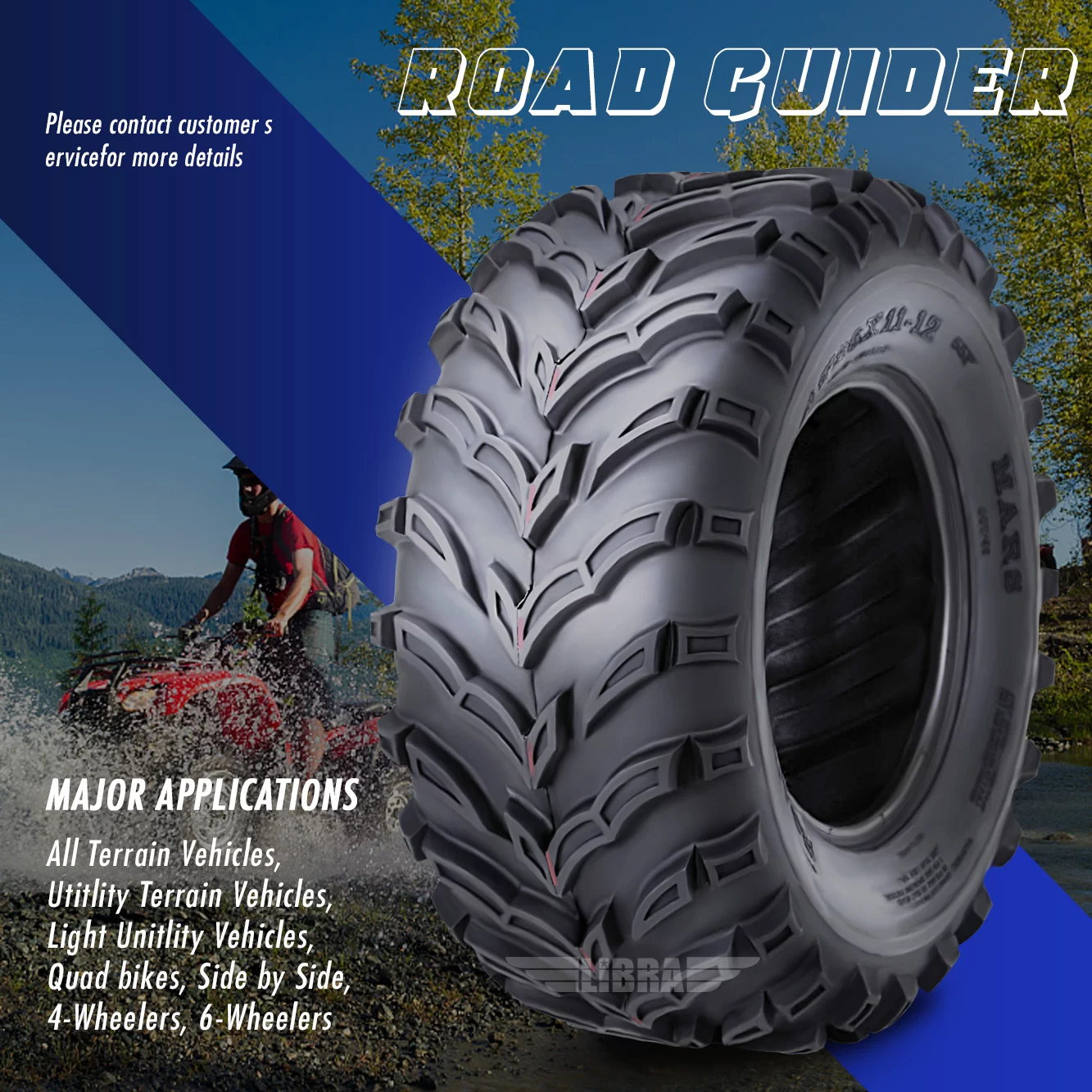 Roadguider ATV/UTV Tires 25x8-12 Front & 25x10-12 Rear 6PR 10272/273, Set 4 - Inhomebuy