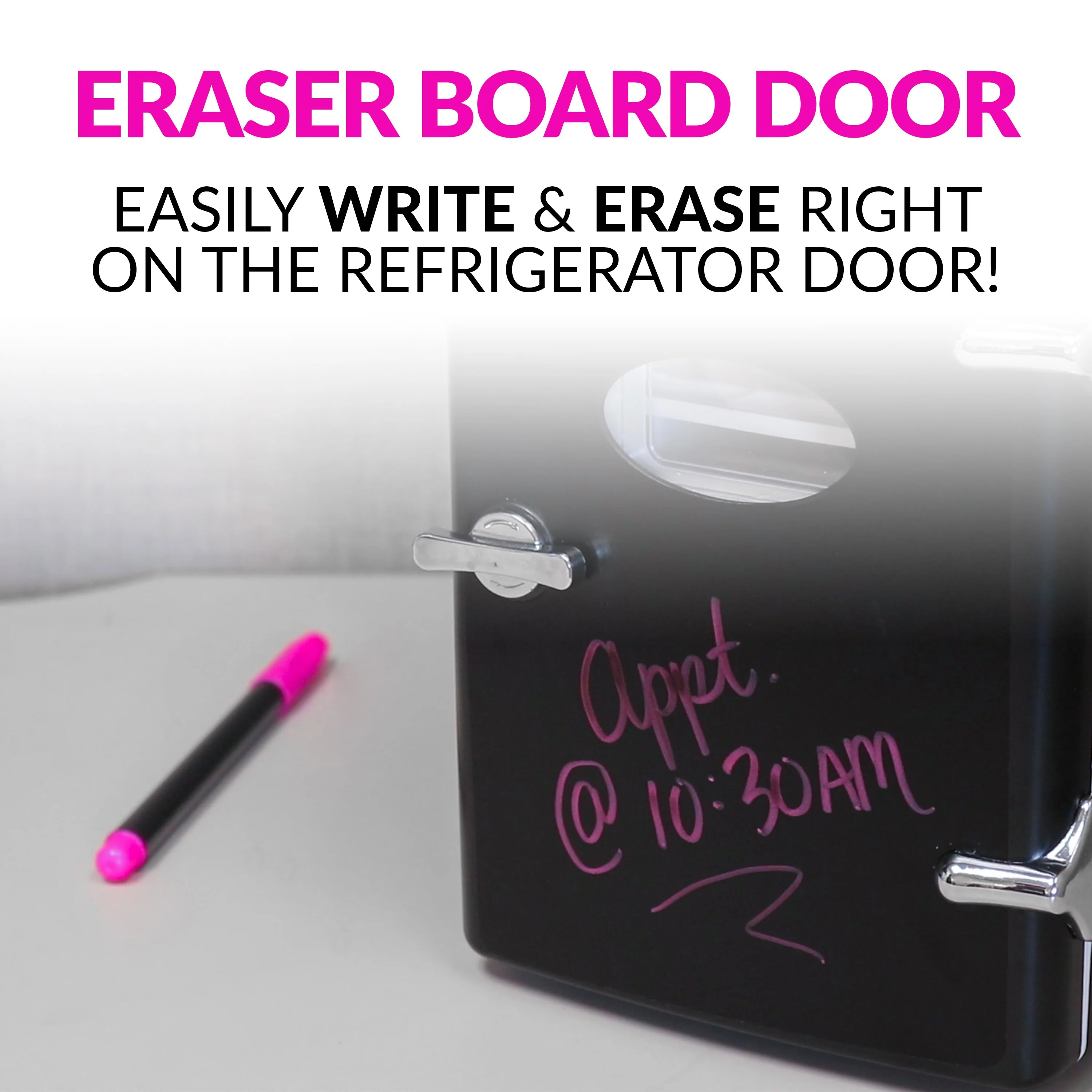 Retro 6-Can Personal Cooling and Heating Refrigerator with Display Window, Dry Erase Door and Carry Handle, Black - Inhomebuy