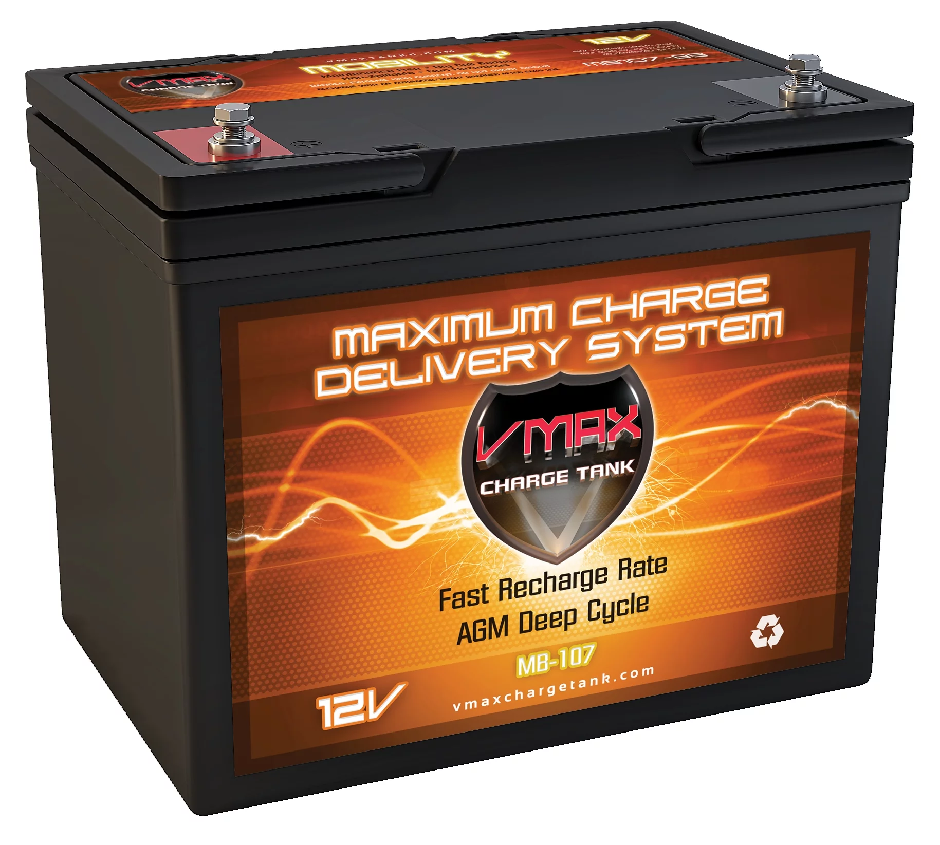 VMAX MB107-85 AGM Group 24 Deep Cycle Battery Replacement for Everest & Jennings 33 12V 85Ah Wheelchair Battery - Inhomebuy