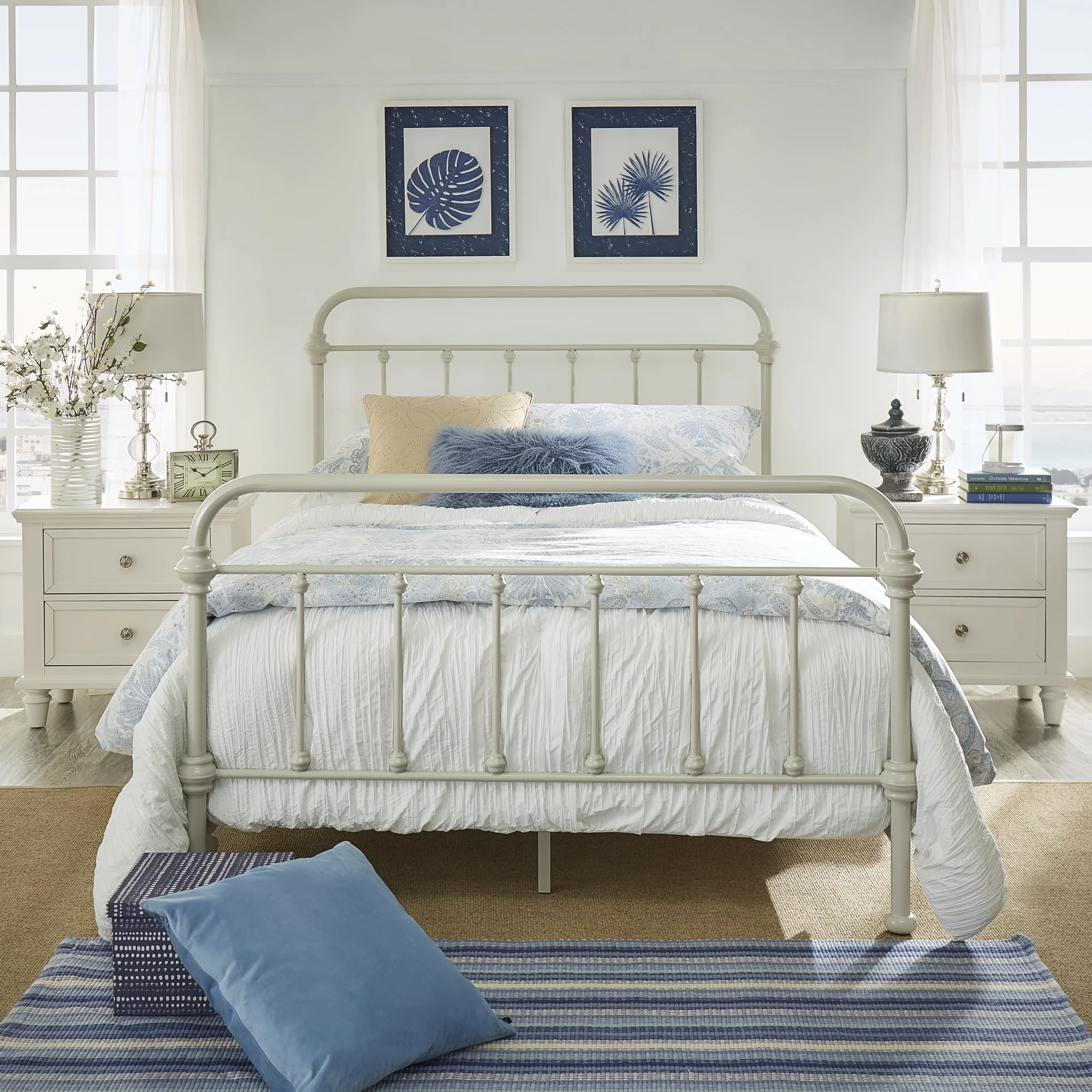 Weston Home Nottingham Metal Twin Bed, Blue Steel - Inhomebuy