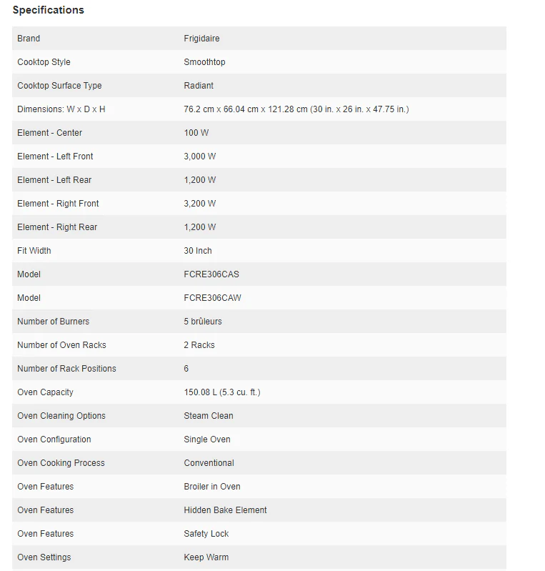 Frigidaire Gallery 6.2 Cu. Ft. Electric Range - GCRE306CAF - Inhomebuy