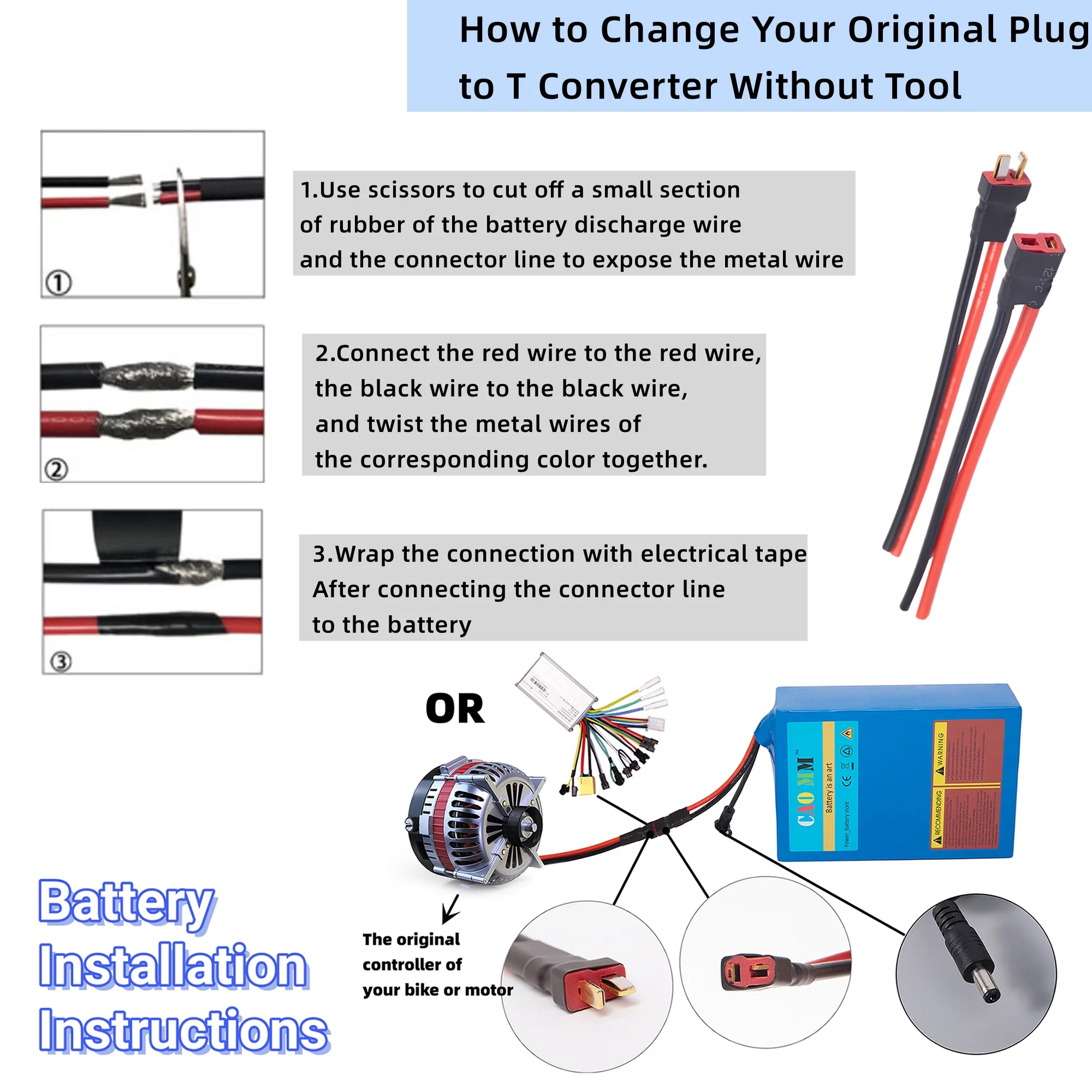 48V 8Ah Lithium Battery 30A BMS 48V Battery with Charger for 750W Electirc Tricycle Motor - Inhomebuy