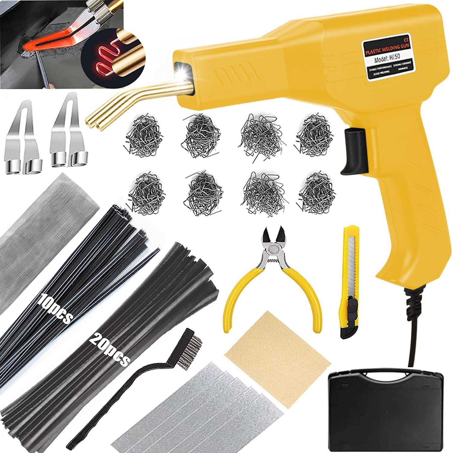 Upgraded 150W Plastic Welder Bumper Repair Kit,2-in-1 Plastic Welding Kit 800PCS Hot Staples & 30pcs Plastic Welding Rods,Hot Stapler Plastic Repair - Inhomebuy