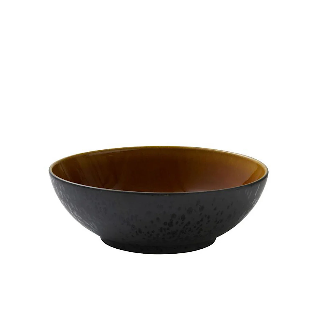 Stoneware Salad Bowl 30cm Black Amber - Inhomebuy