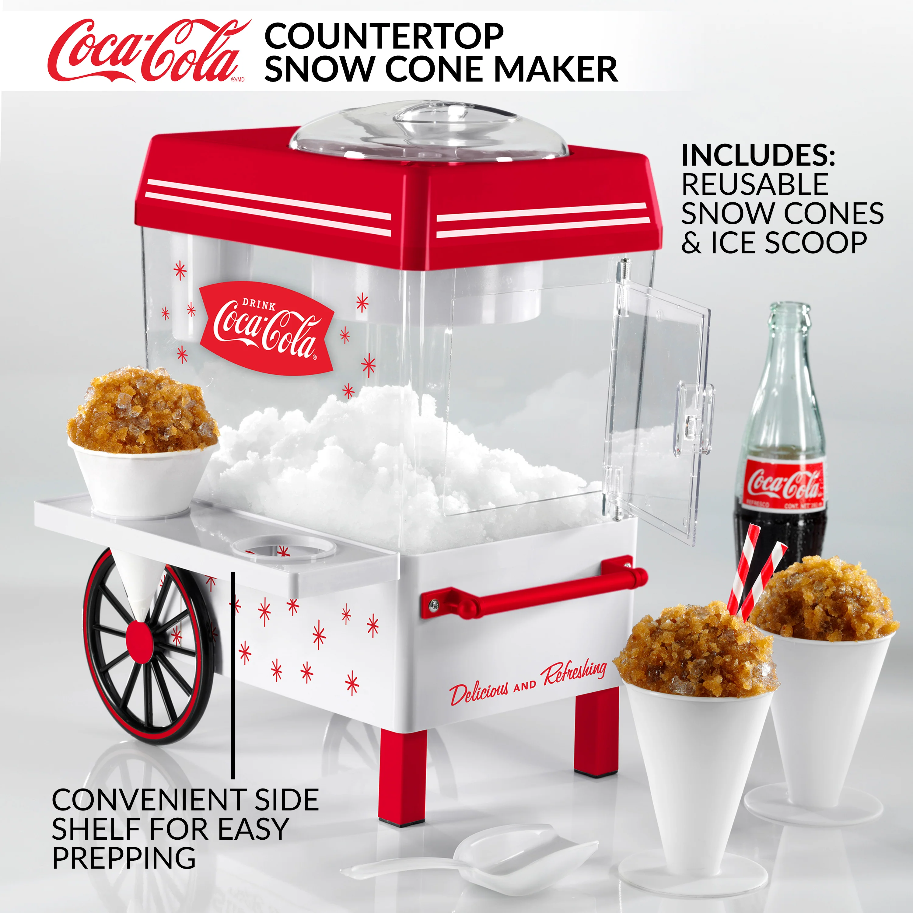Coca-Cola Countertop Snow Cone Maker, White/Red - Inhomebuy