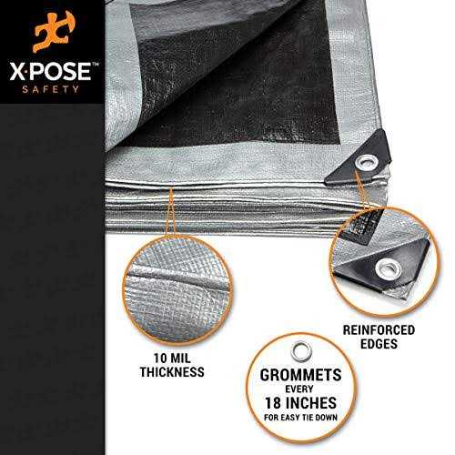 Xpose Safety Heavy Duty Poly Tarp 10 Mil Thick Waterproof, UV Blocking Protective Cover - Inhomebuy