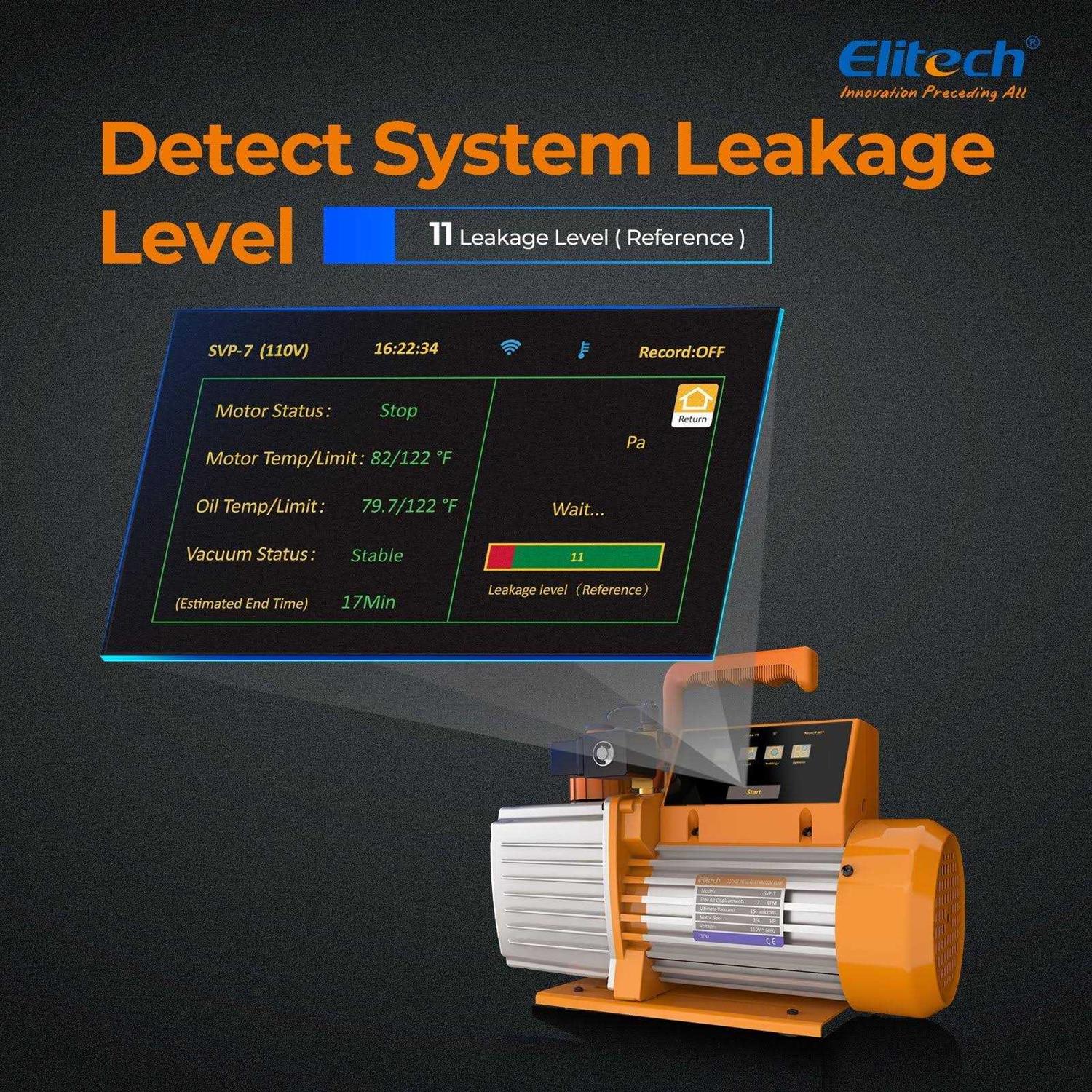 Elitech Intelligent HVAC Vacuum Pump 7 CFM 2 Stage Vacuum Gauge App Control - Inhomebuy