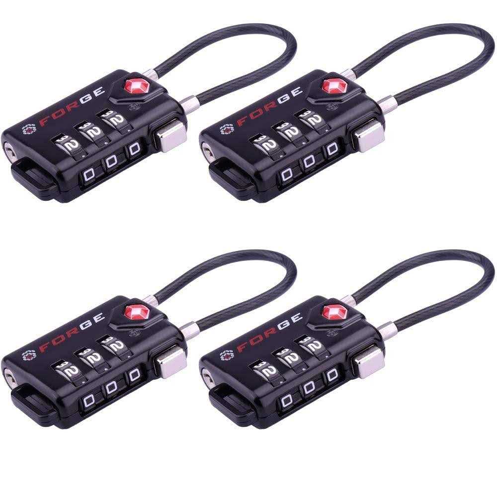 Forge Red 4 Pack TSA Approved Luggage Locks Ultra-Secure Dimple Key Travel Locks with Zinc Alloy Body - Inhomebuy