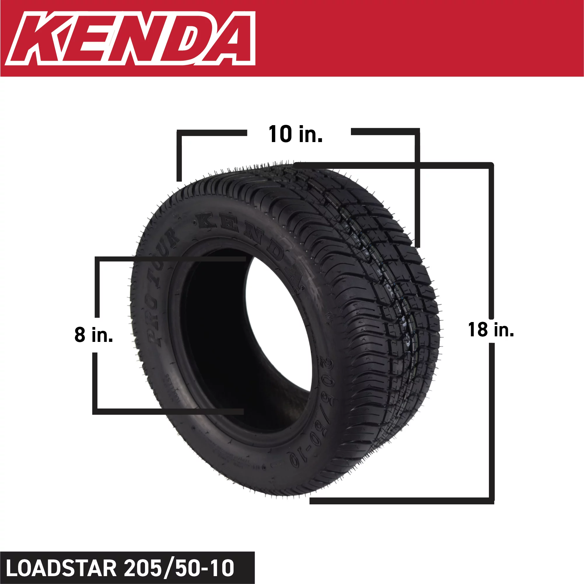 Kenda 205/50-10 Pro Tour Front or Rear Golf Cart Tires (2 Pack) - 4 Ply with Key Chain Bottle Opener - Inhomebuy