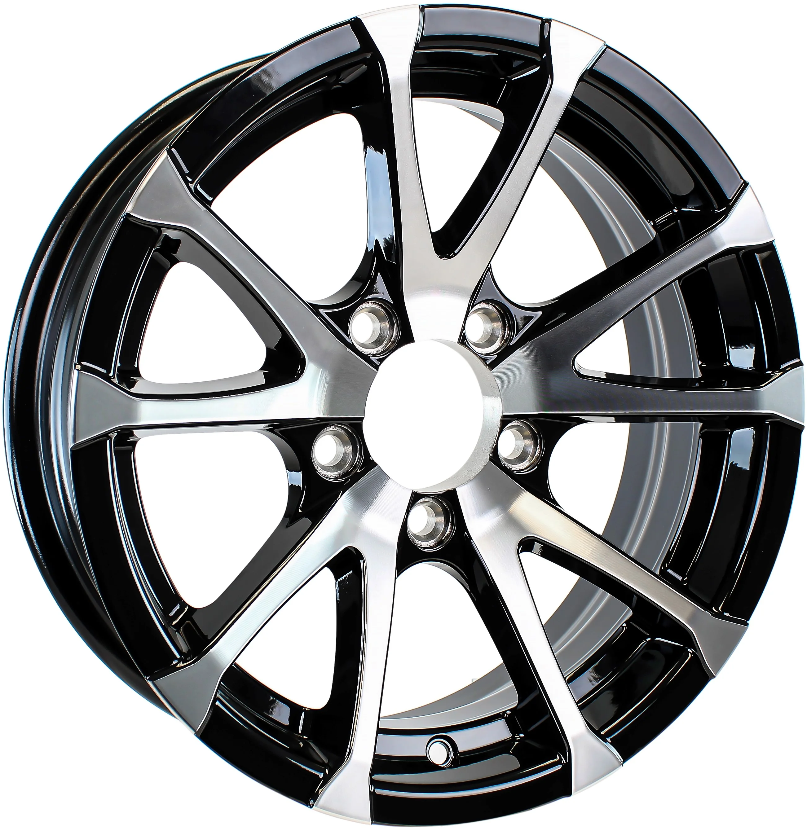 Aluminum Boat Camper Trailer Rim Wheel 5 Lug 14 in. Avalanche V-Spoke/Black - Inhomebuy