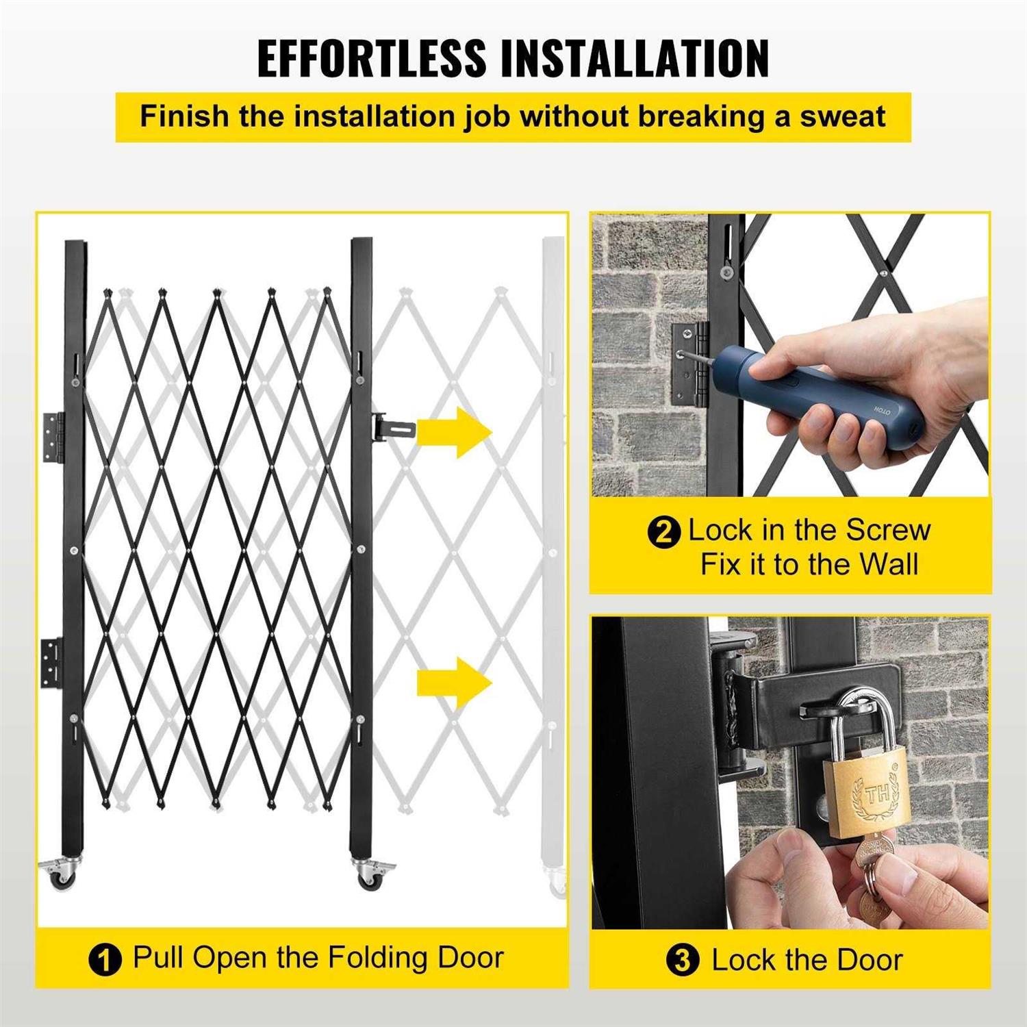 VEVOR Single Folding Security Gate H x Folding Door Gate Steel Accordion Security Gate Flexible Expanding Security Gate - Inhomebuy