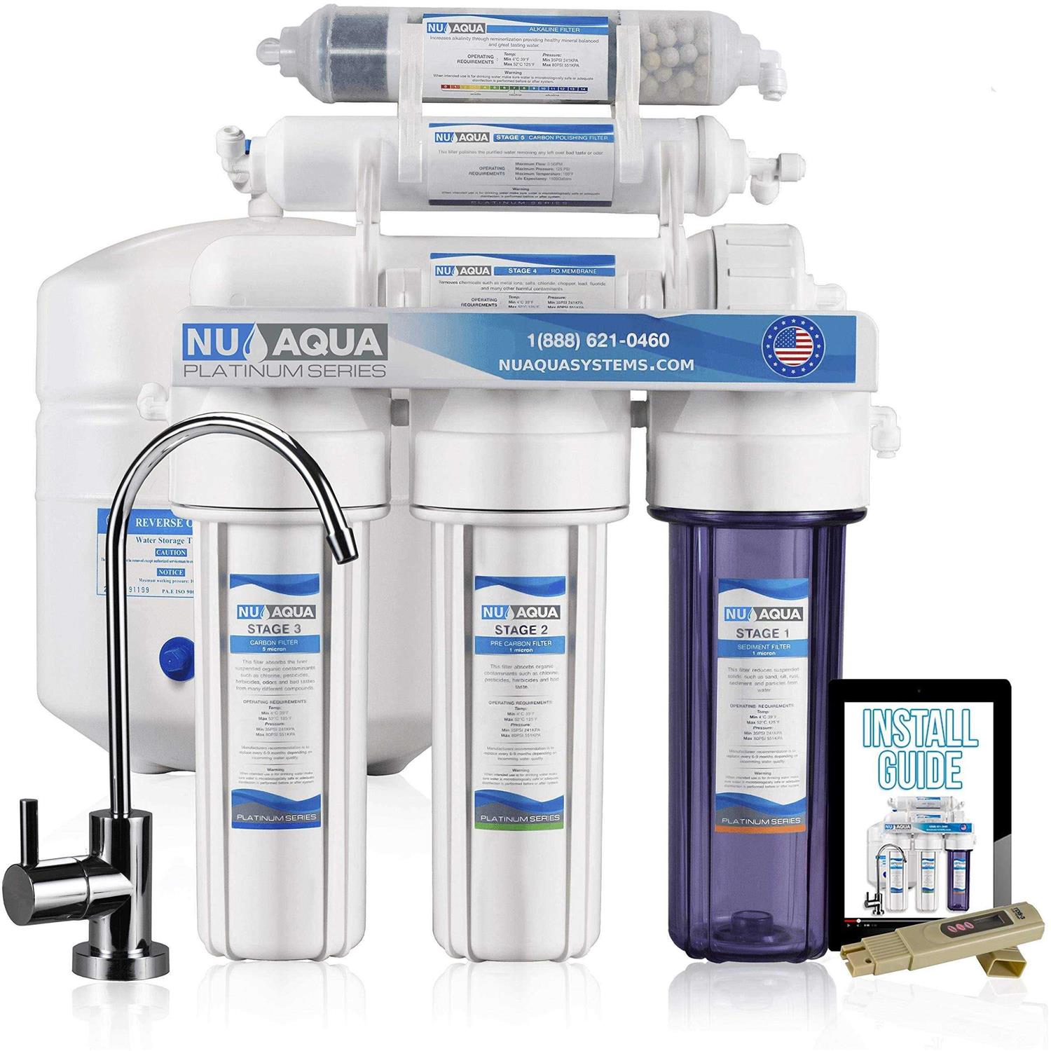 NU Aqua Countertop Water Filter System 1 Stage w/Chrome Faucet - Inhomebuy