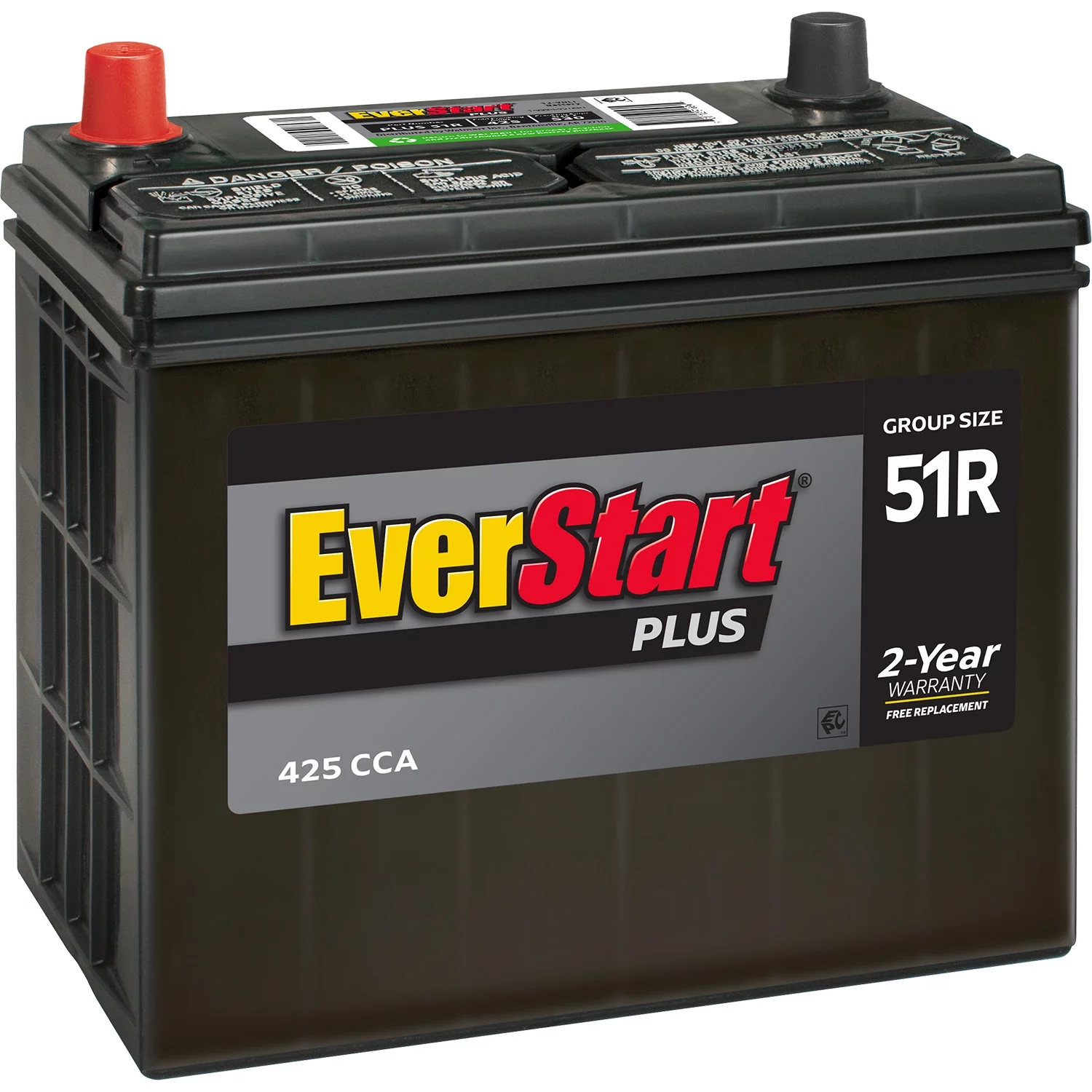 EverStart Plus Lead Acid Automotive Battery, Group Size 51R 12 Volt, 425 CCA - Inhomebuy