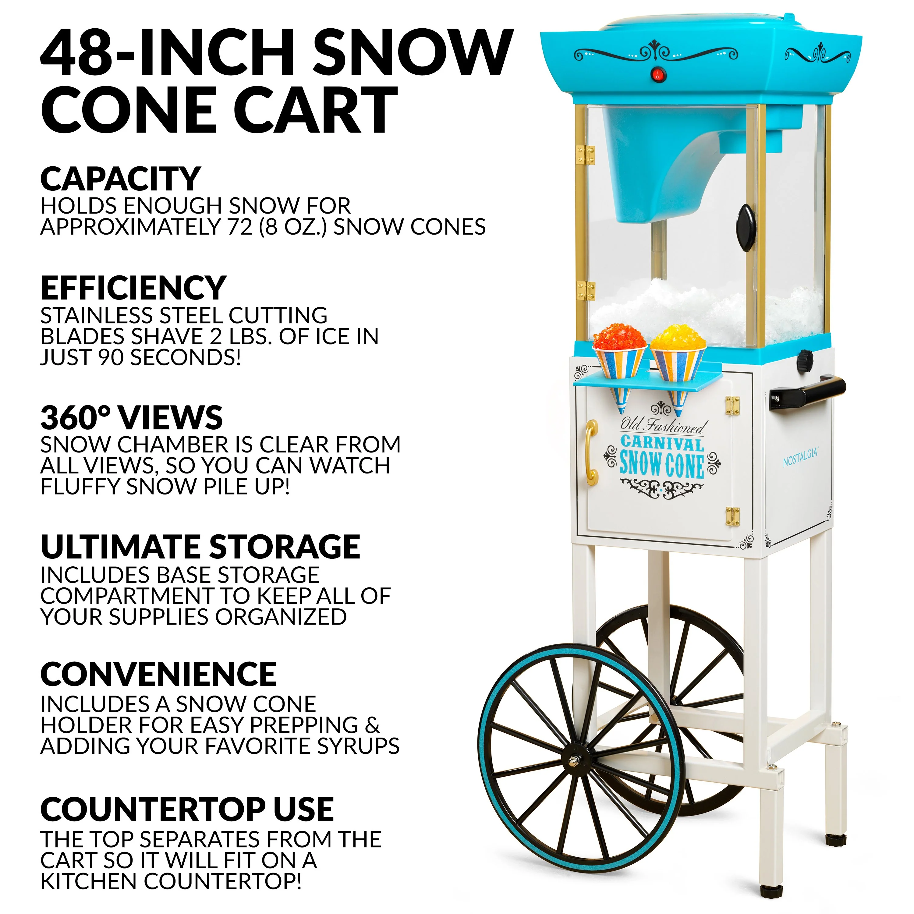 48-Inch Tall Snow Cone Cart - Inhomebuy