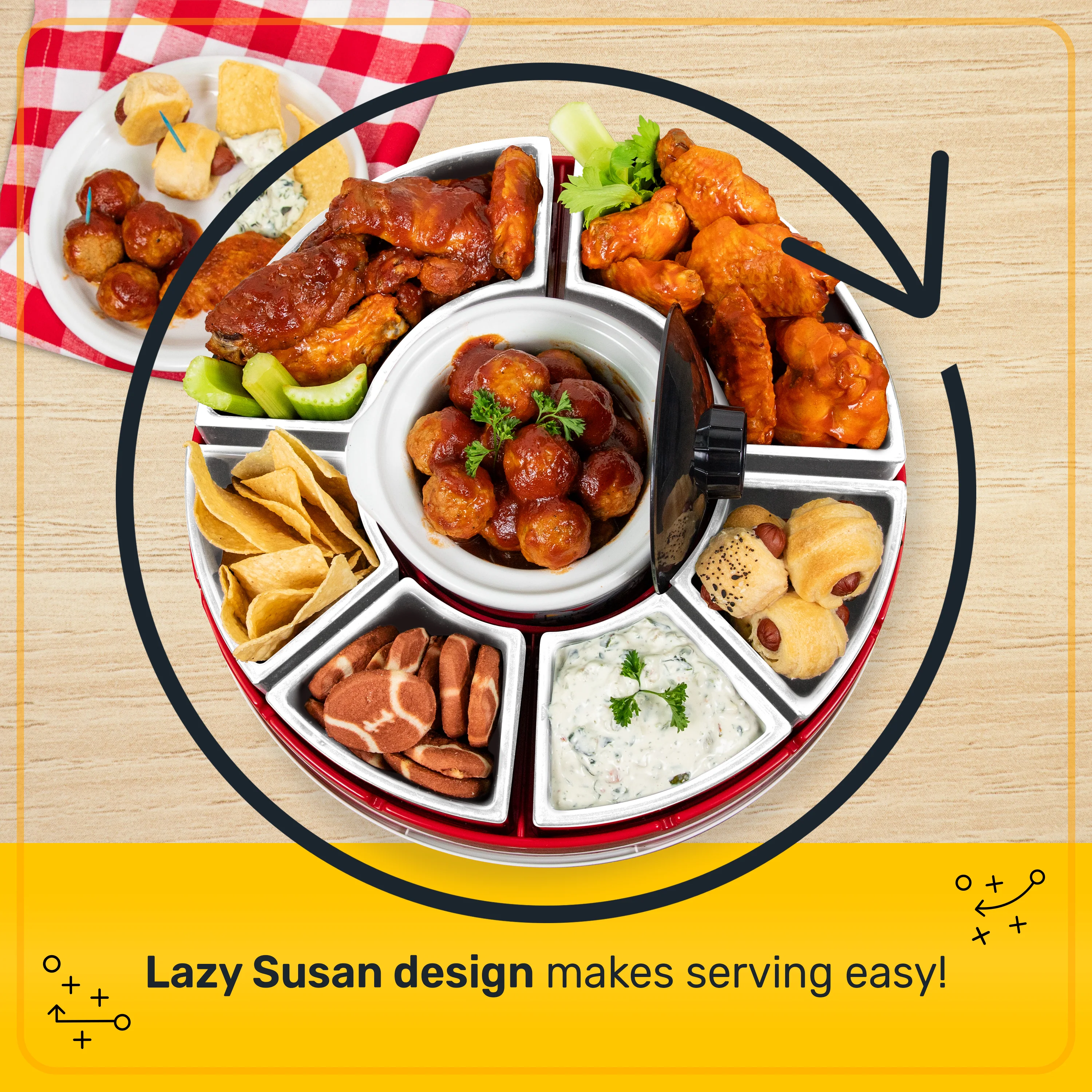 Game Day Lazy Susan Appetizer Server - Inhomebuy