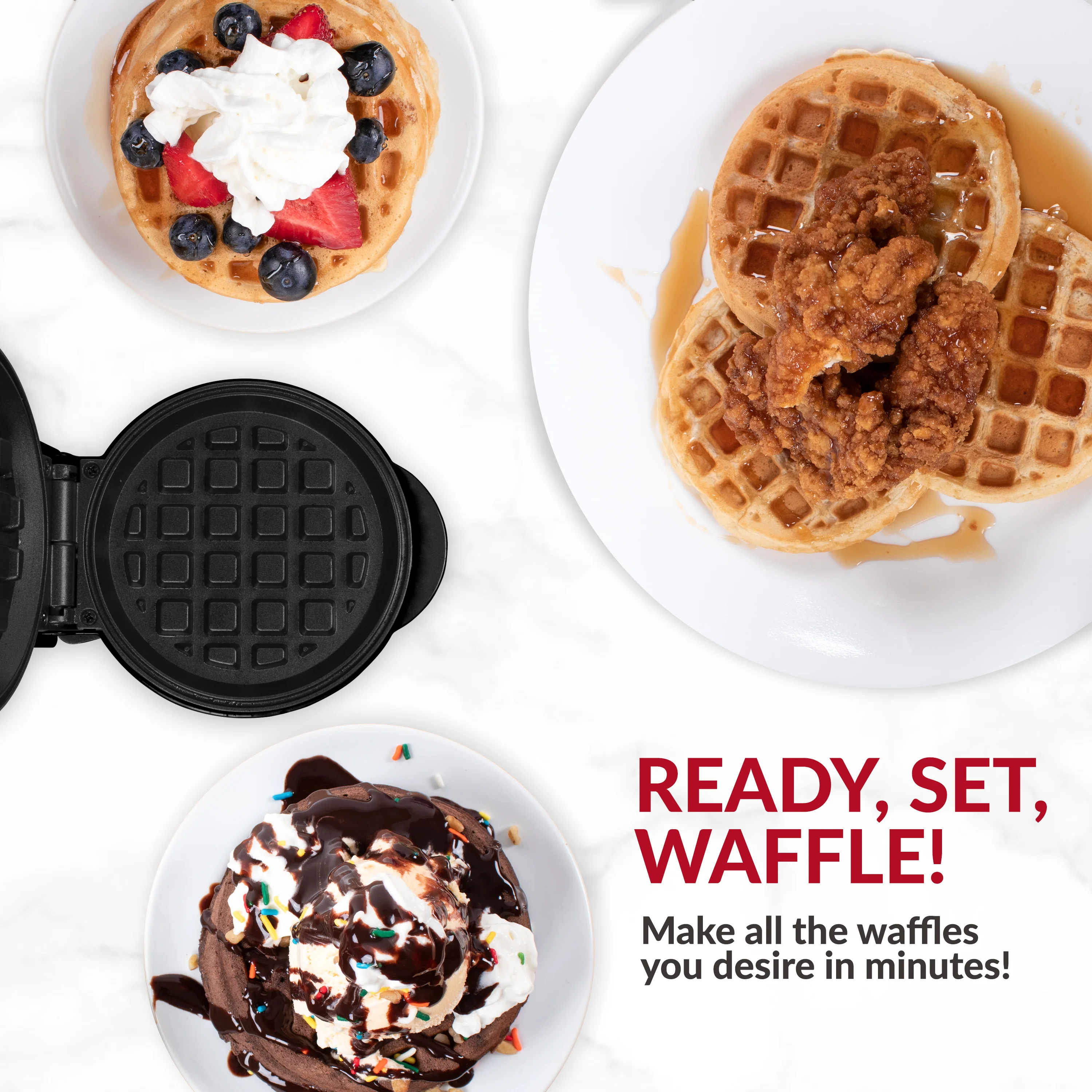 MyMini�?Personal Electric Waffle Maker, White - Inhomebuy