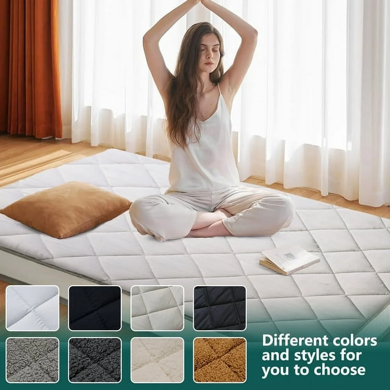 ABORON Japanese Floor Mattress, Upgraded Reversible Winter Futon Mattress Foam Mattress, 4