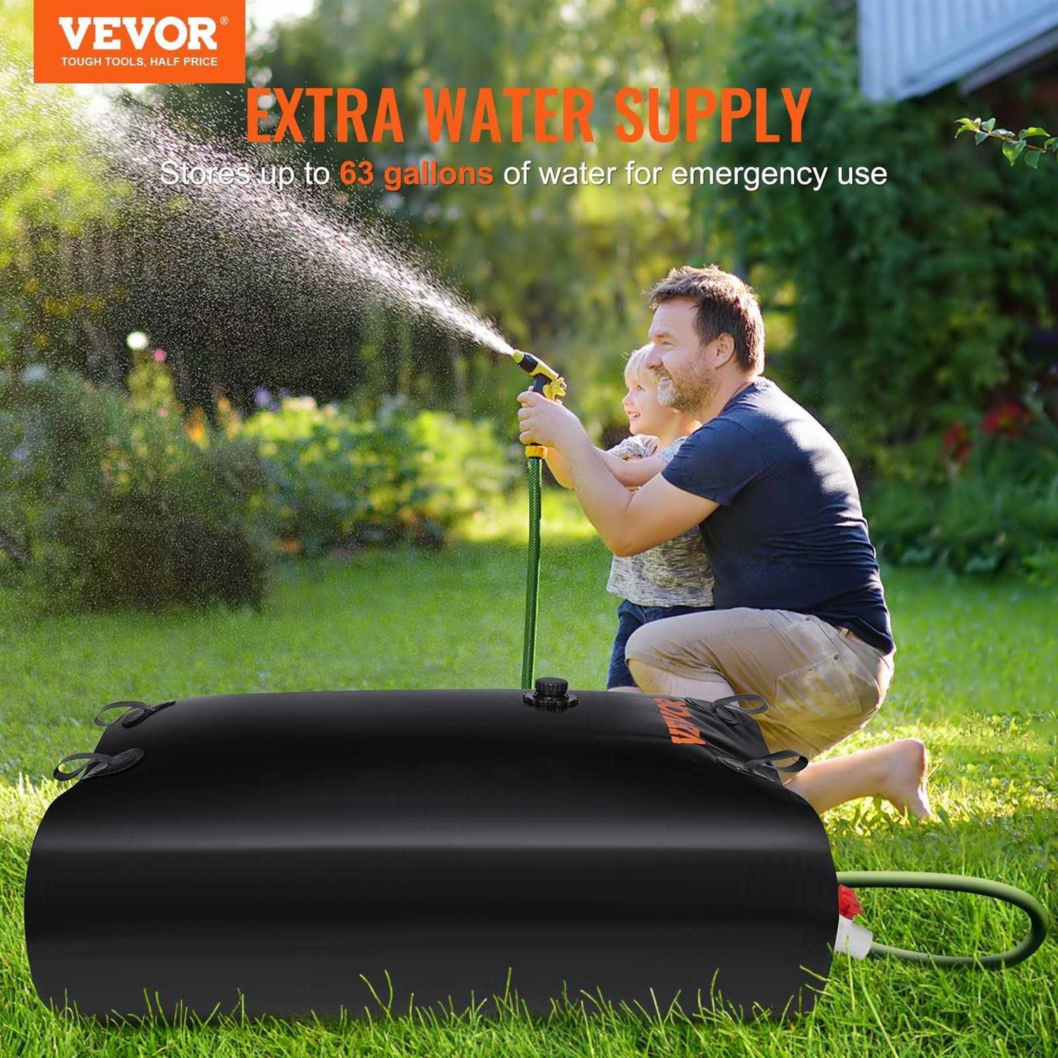 VEVOR Portable Water Storage Bladder Large Capacity Water Storage Containers,1000D PVC Water Bladder Including Spigots and Overflow Kit - Inhomebuy