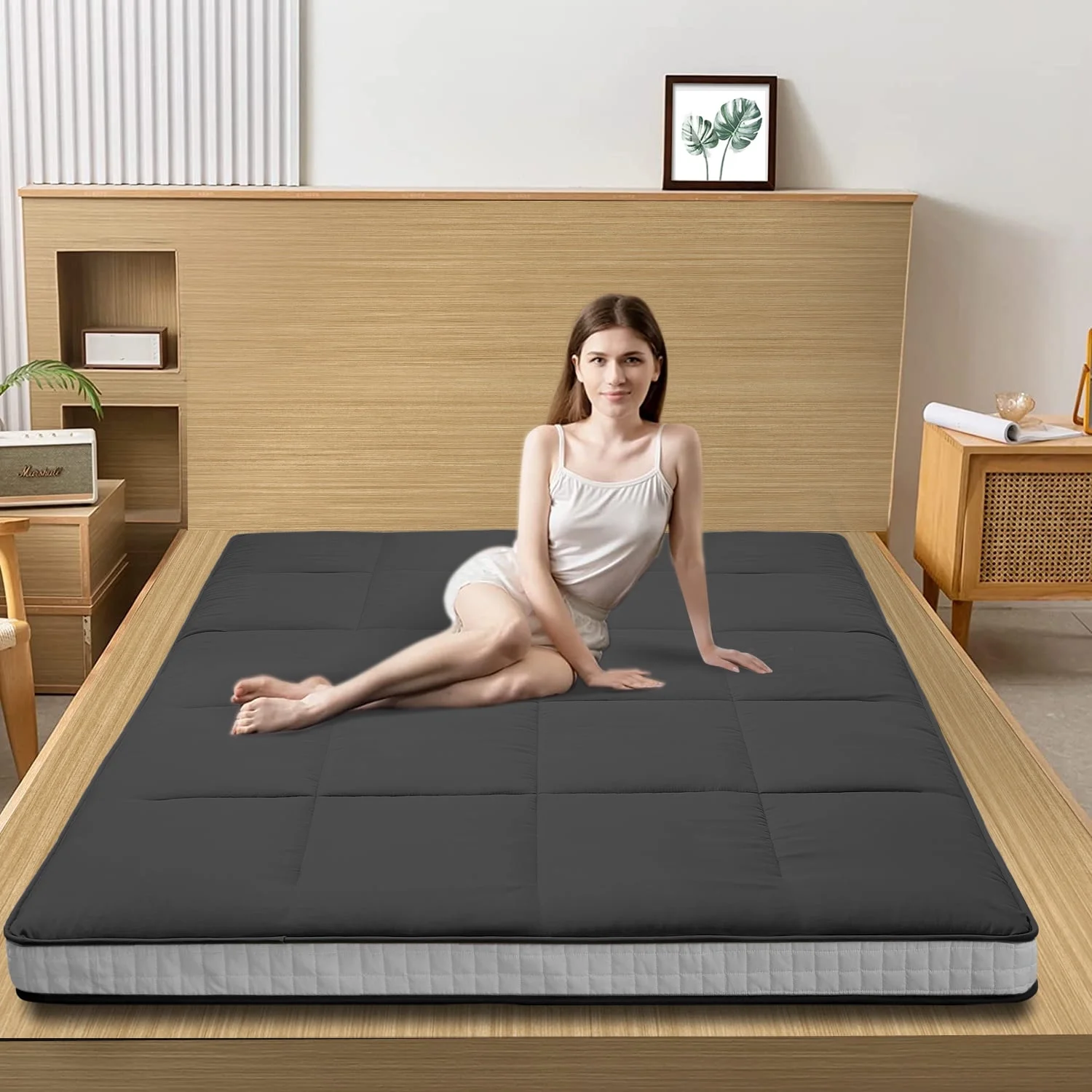 ABORON Japanese Floor Mattress, Upgraded Reversible Winter Futon Mattress Foam Mattress, 4