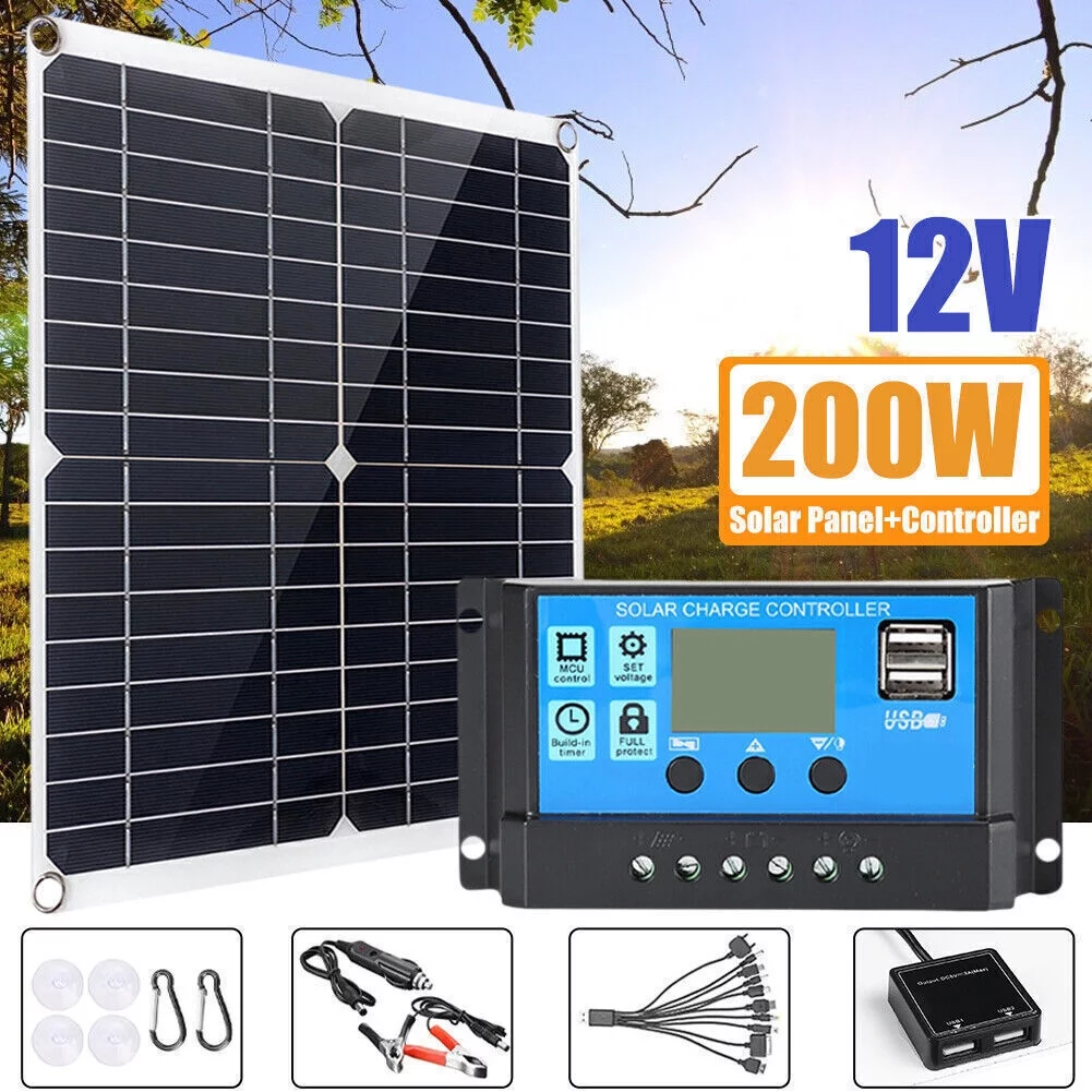 6000W Complete Solar Panel Kit Solar Power Generator 100A Home 110V Grid System - Inhomebuy