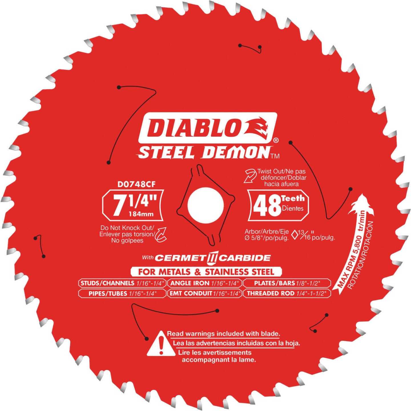 Diablo Steel Demon Cermet Circular Saw Blade D0748CFA - Inhomebuy
