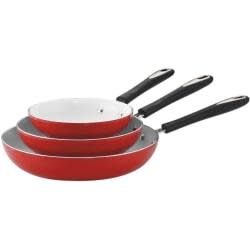 Cuisinart Elements 3-pc Skillet Set: white ceramic non-stick, red | 5922-81012R - Inhomebuy