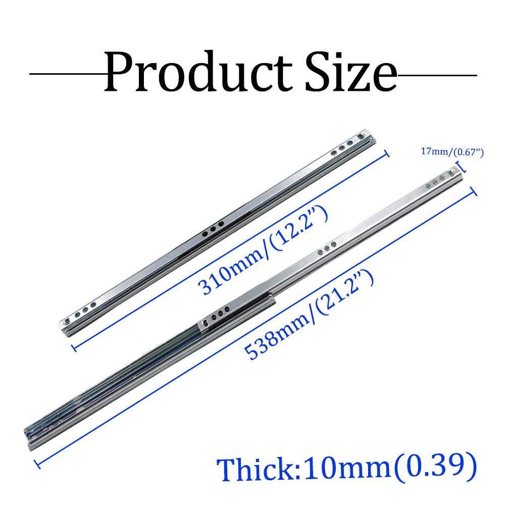 yoohey Metal Drawer Slides Ball Bearing Two Way Slide Track Rail 0.7 inch Wide - Inhomebuy