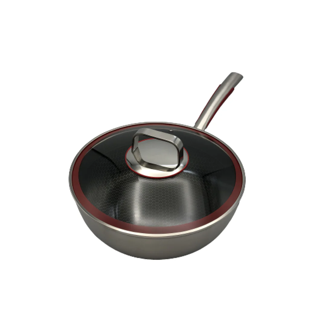 Healthy Bear SUS Hybrid Wok: 26cm with glass lid | BC-HW26G - Inhomebuy