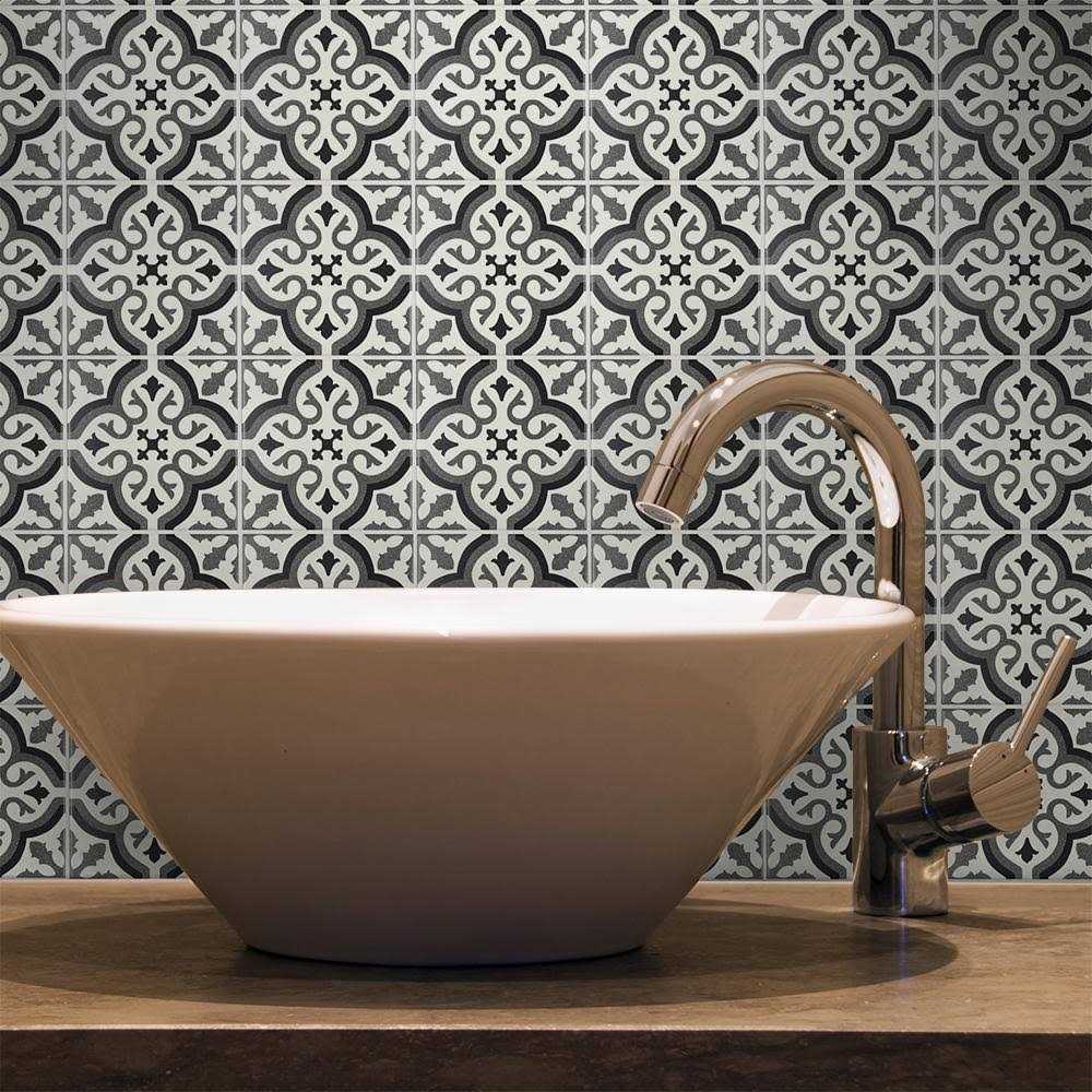 Mosaic Tile Outlet Deco Patterned Black Gray White Matte Porcelain Tile - Inhomebuy