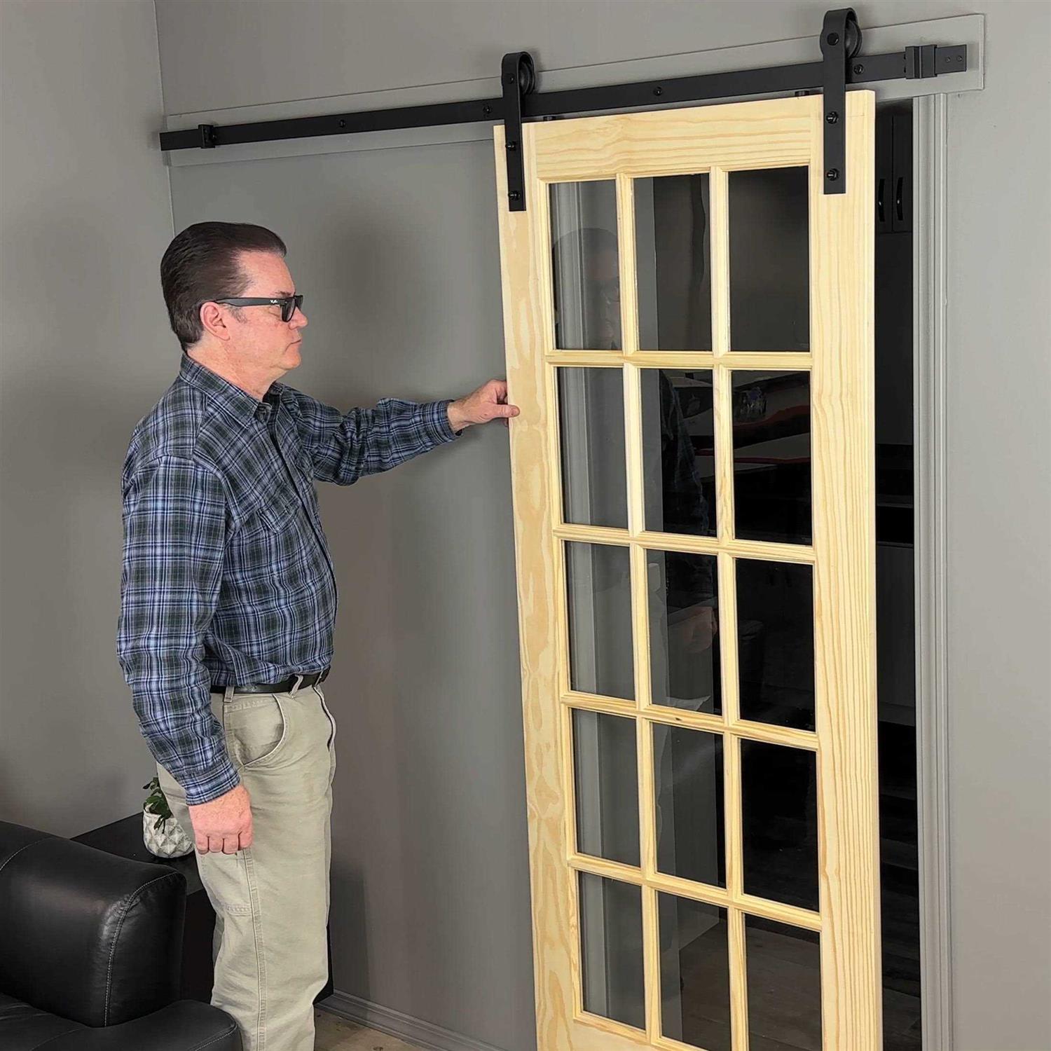 Wurth Flat-Tip Design Single-Door Sliding Track Barn Door Hardware Kit - Inhomebuy