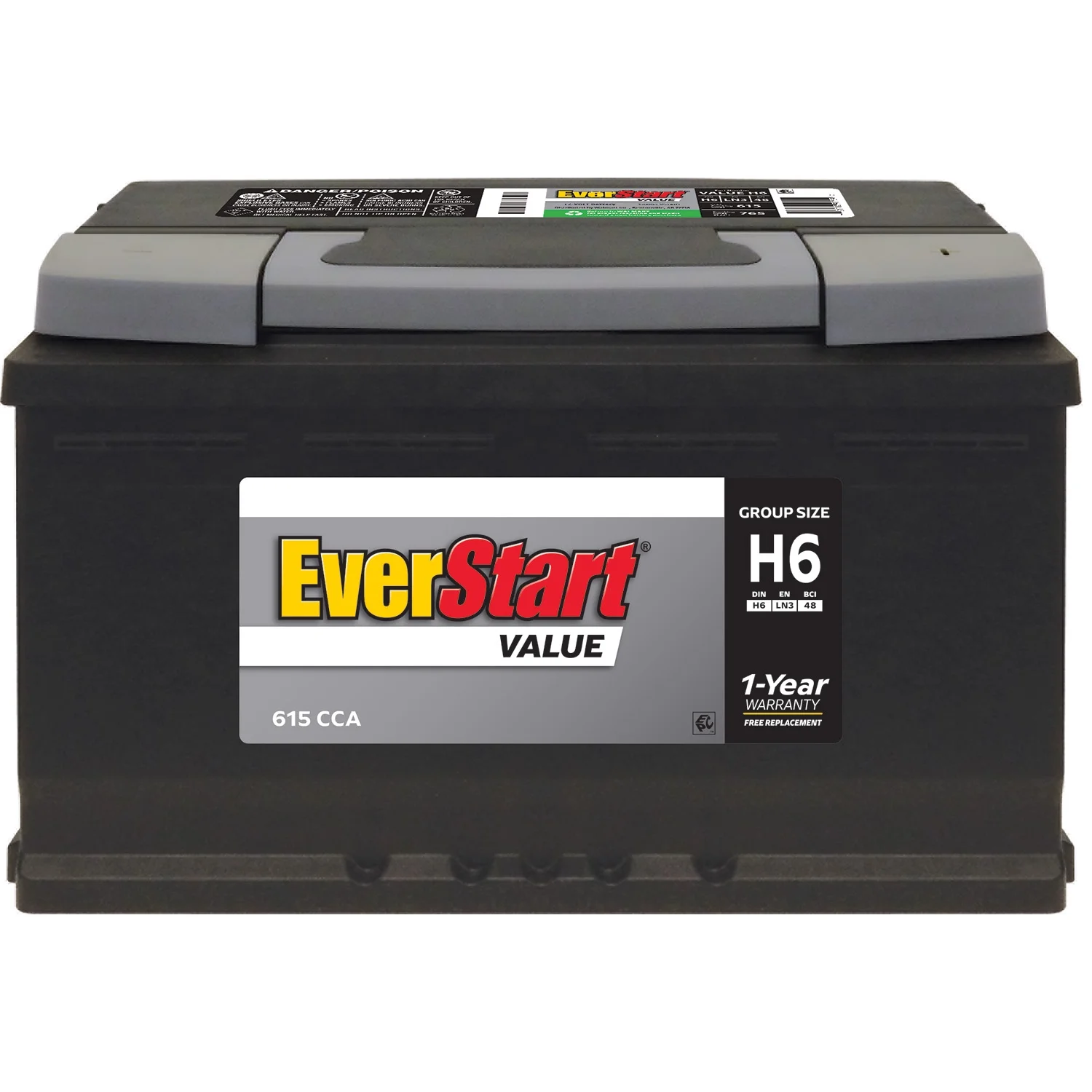 EverStart Value Lead Acid Automotive Battery, Group Size H6 / LN3 / 48 12 Volt, 615 CCA - Inhomebuy