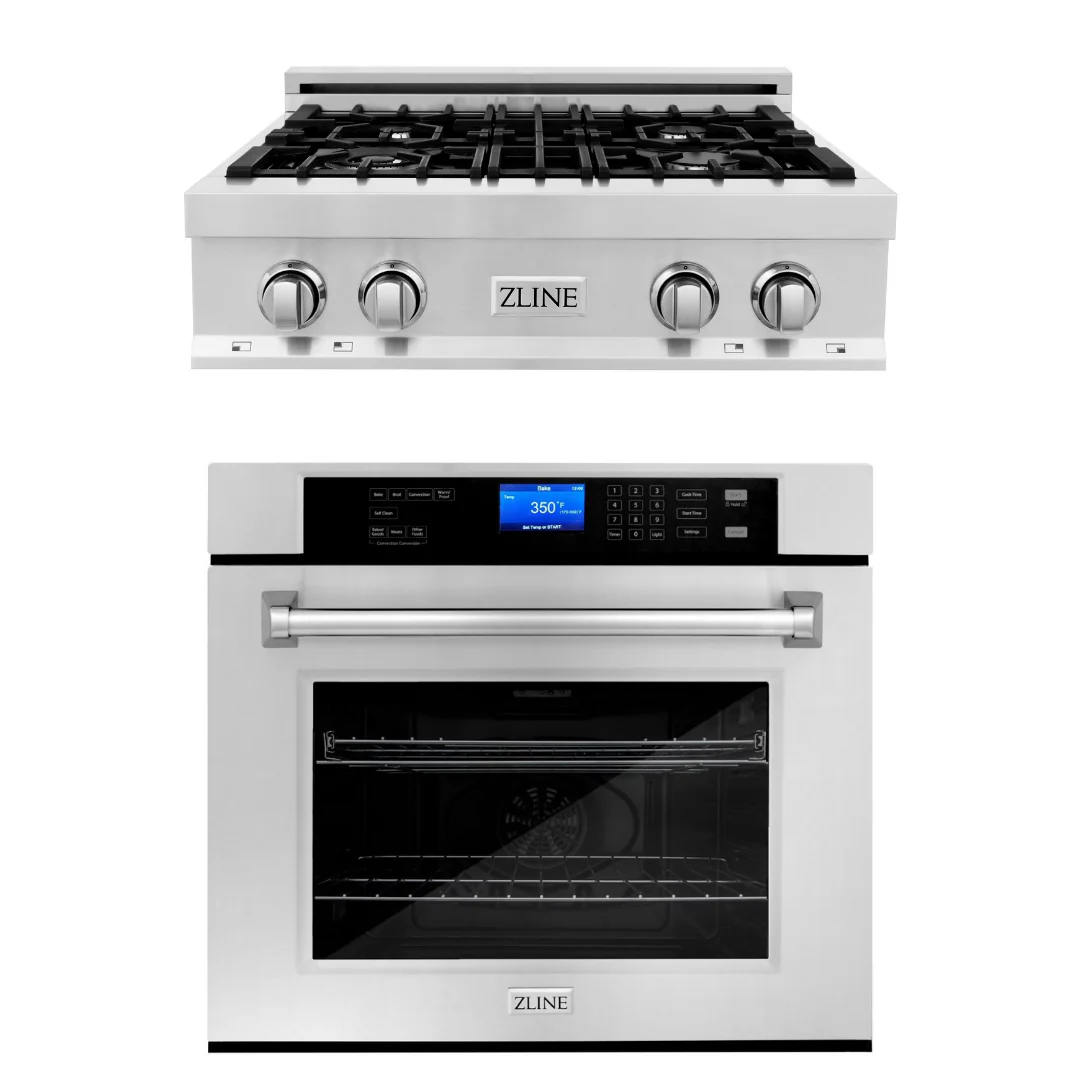 ZLINE 30 in. Self-Cleaning Wall Oven and 30 in. Rangetop Appliance Package, 2KP-RT30-AWS30 - Inhomebuy