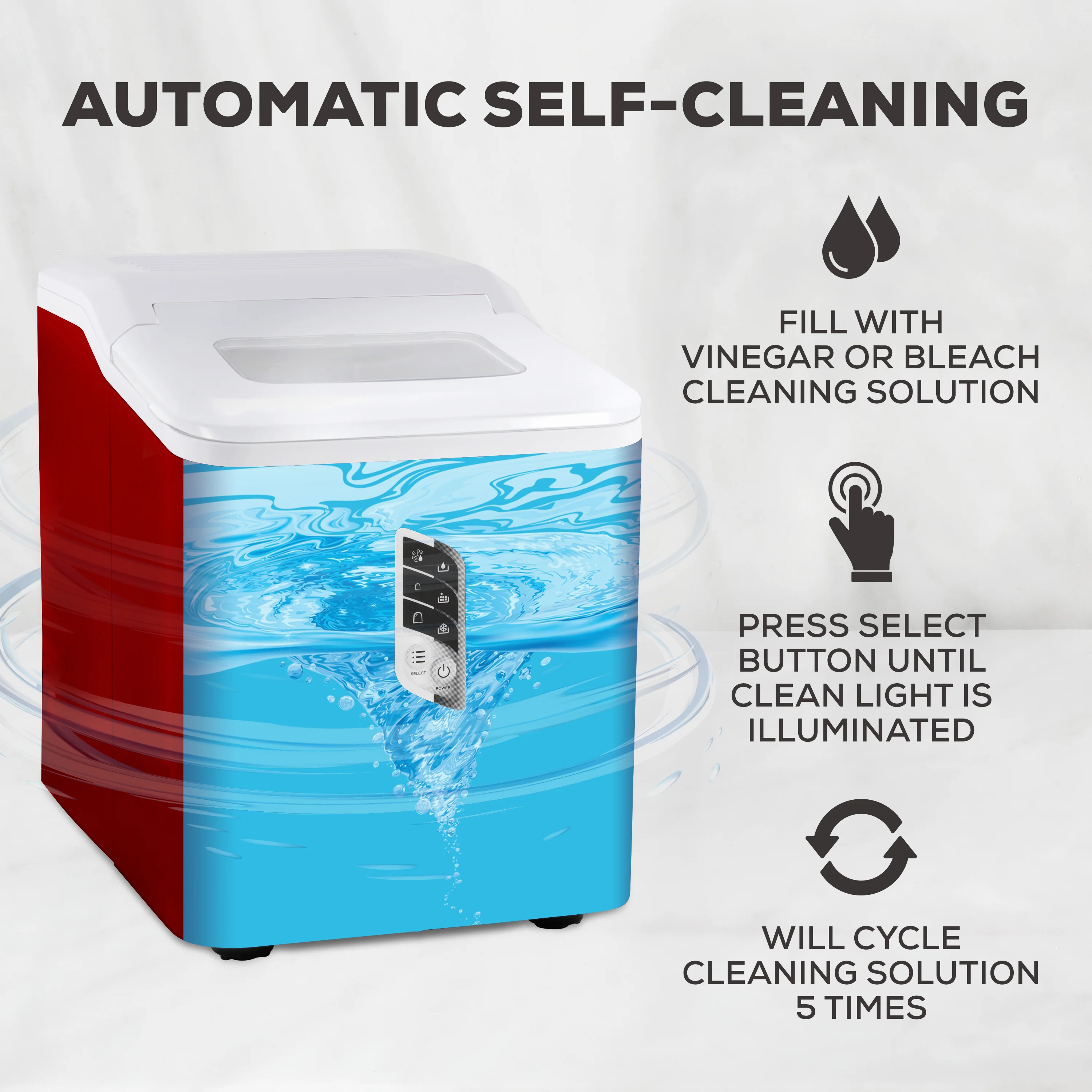 Igloo Automatic Self-Cleaning 26-Pound Ice Maker, Red - Inhomebuy