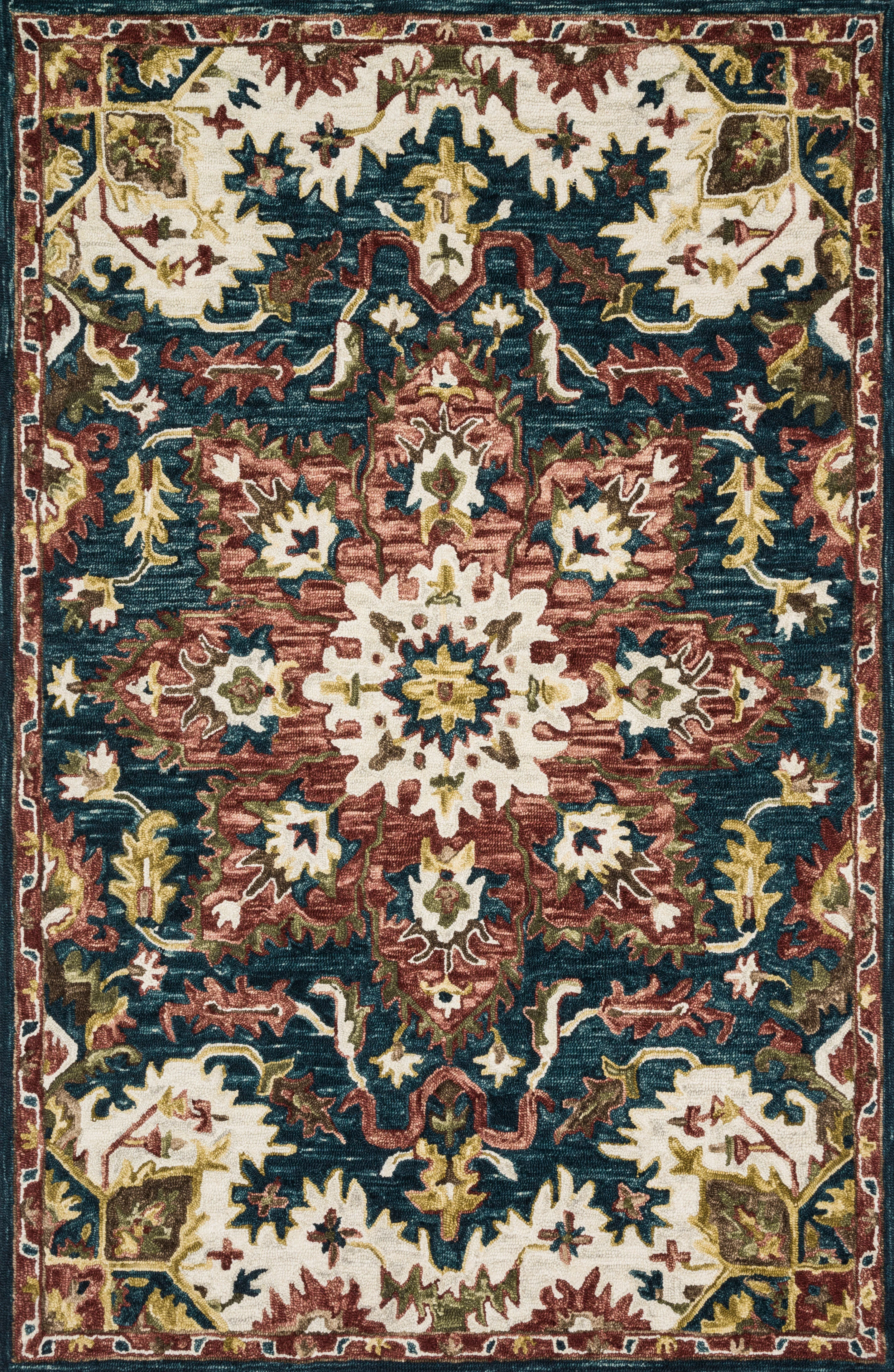 Loloi Rugs Victoria Collection Rug in Teal, Raspberry - 9'3