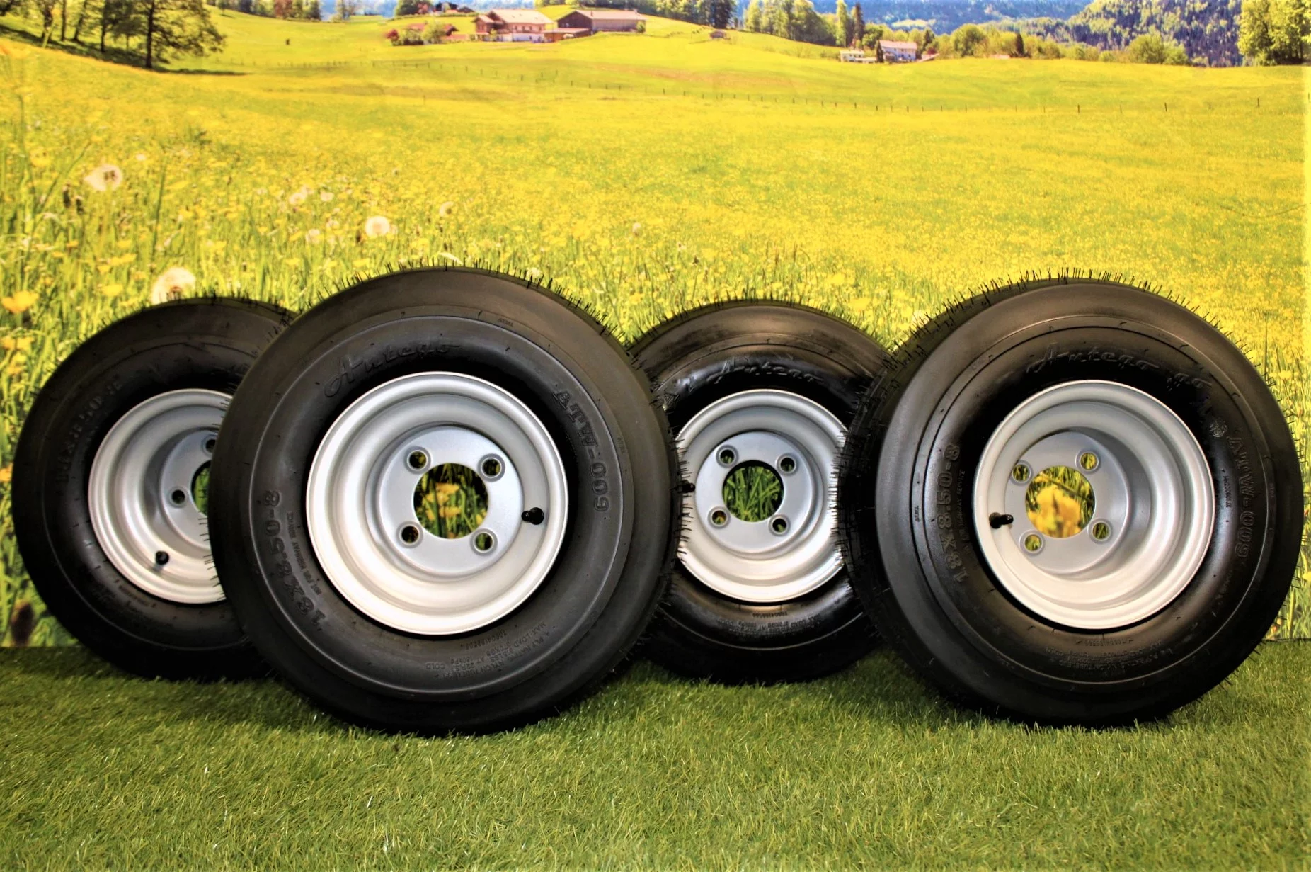 Antego Tire and Wheel 18x8.50-8 with 8x7 Gray Assembly for Golf Cart and Lawn Mower (Set of 4) - Inhomebuy
