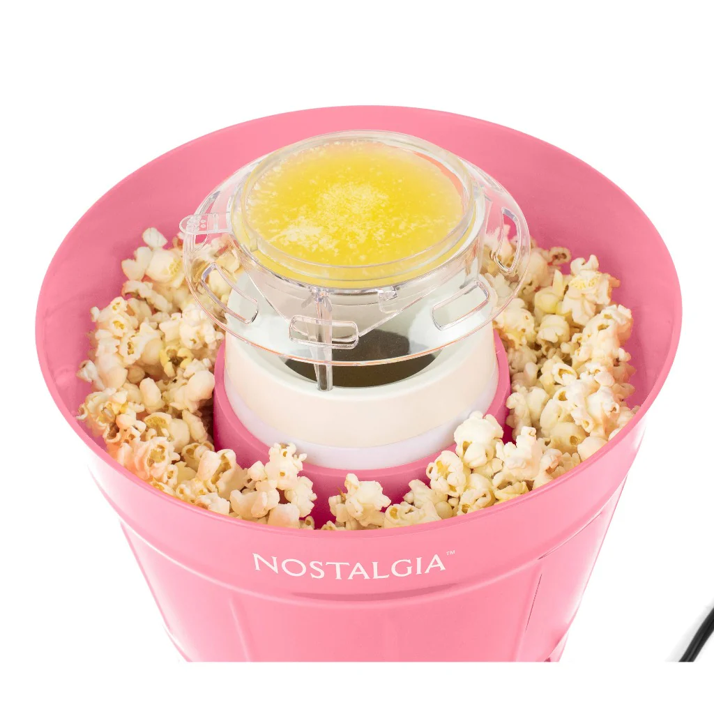 Hot Air Popcorn Maker and Bucket, Coral - Inhomebuy