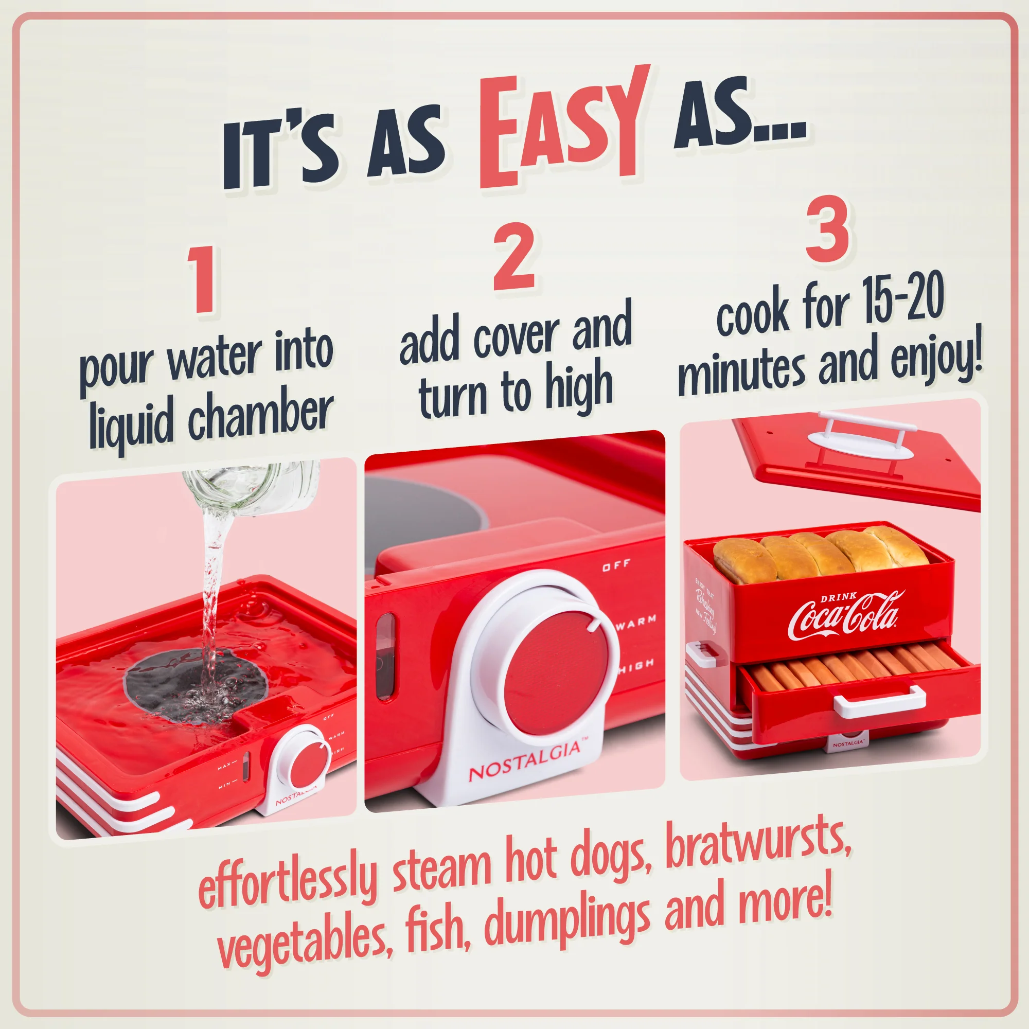 Coca-Cola® Large Hot Dog Steamer - Inhomebuy