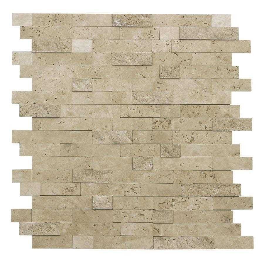 MosaicTileOutlet Linear Beige Travertine Peel and Stick Mosaic Tile - Inhomebuy