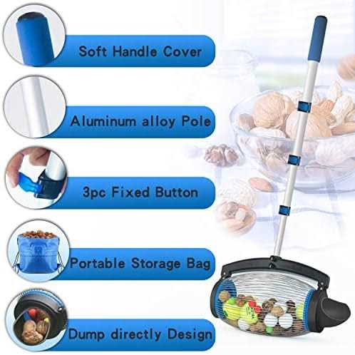 Zozen Nut Gatherer Fruit Collector Ball Picker Side Opening Dump Apply to Bigger Nuts - Inhomebuy