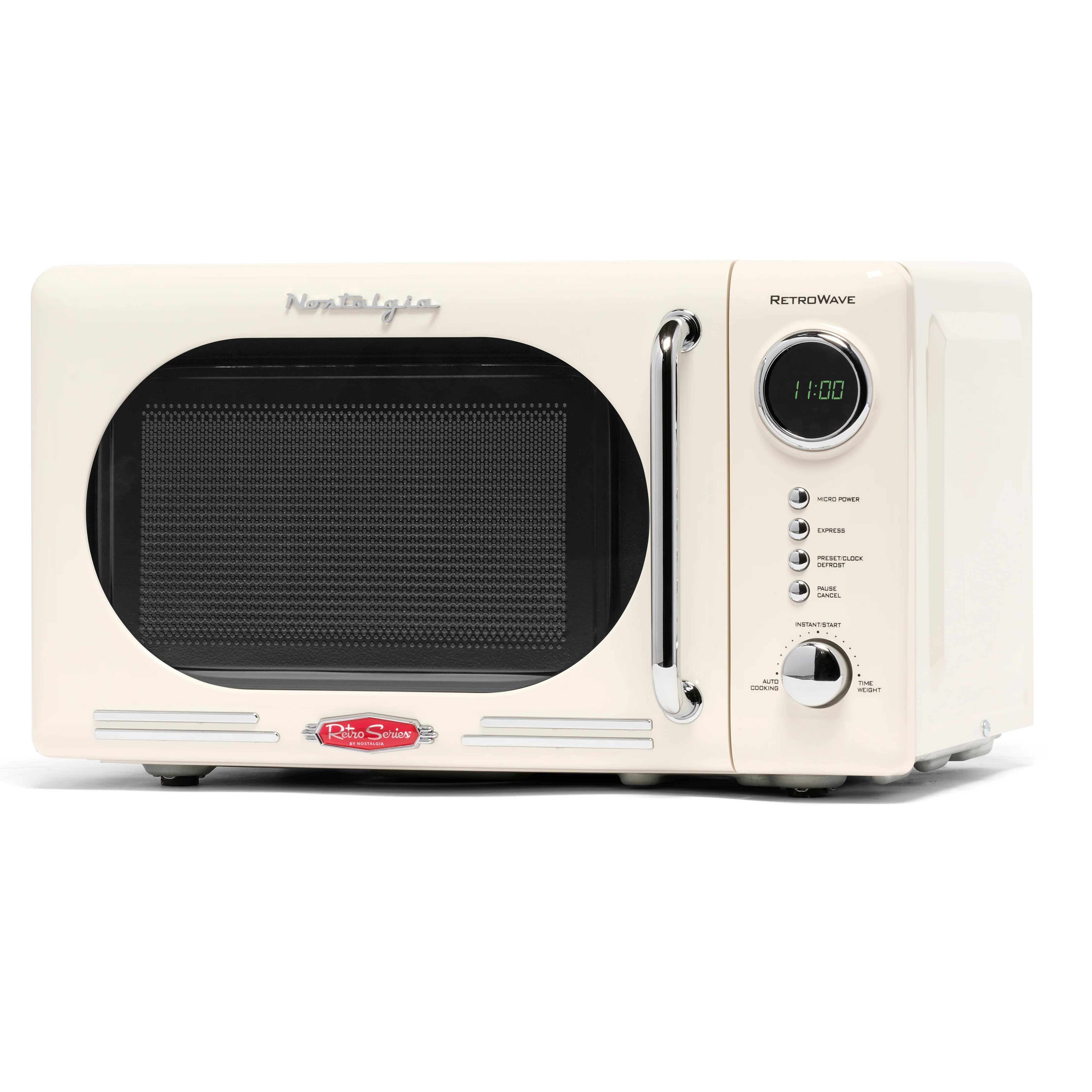 Retro Compact Countertop Microwave Oven 0.7 Cu. Ft. 700-Watts, Cream - Inhomebuy