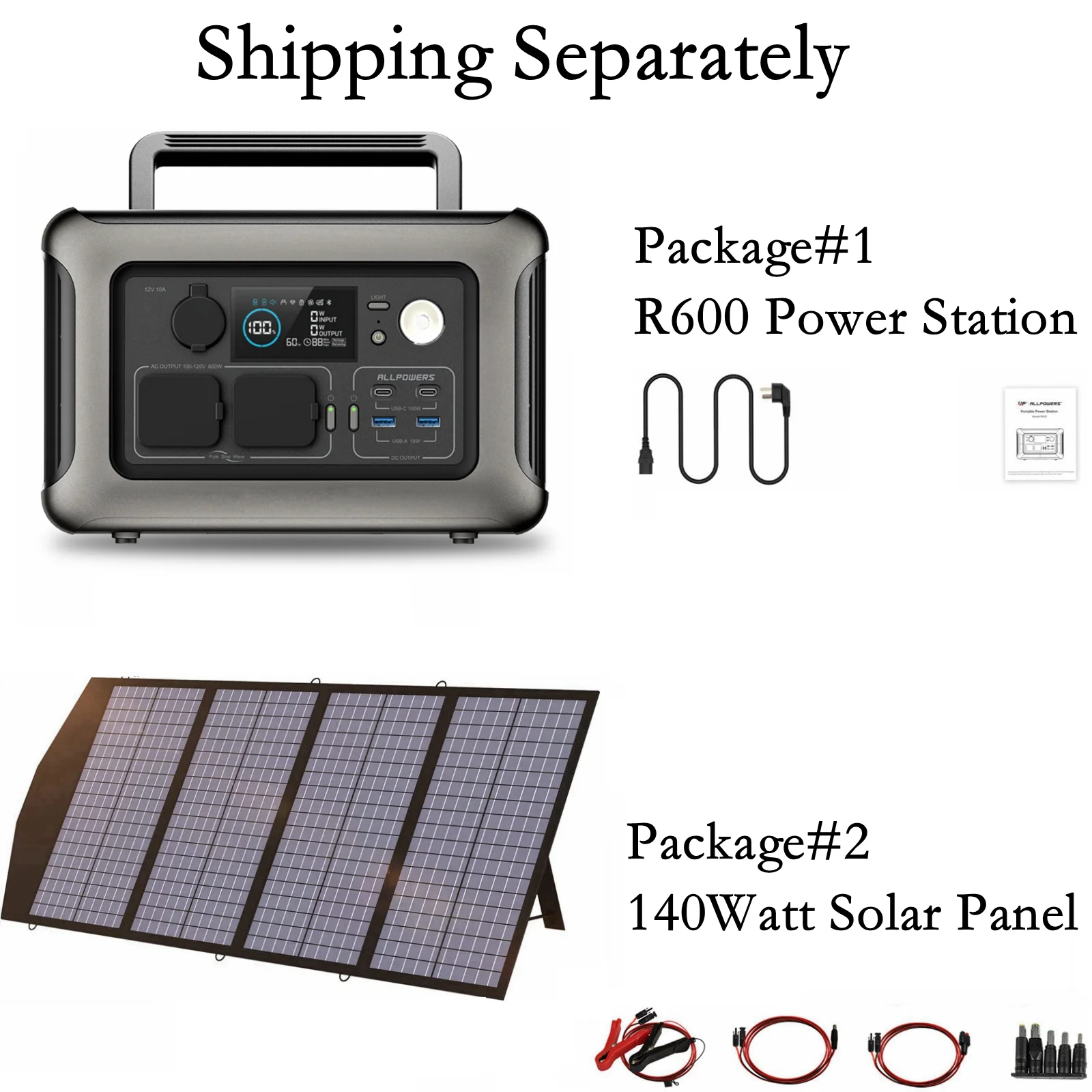 ALLPOWERS R600 Portable Power Station 600W, 299Wh LiFePO4 Battery, Wireless Charging, Solar Generator for Camping Home Emergency off-Grid - Inhomebuy