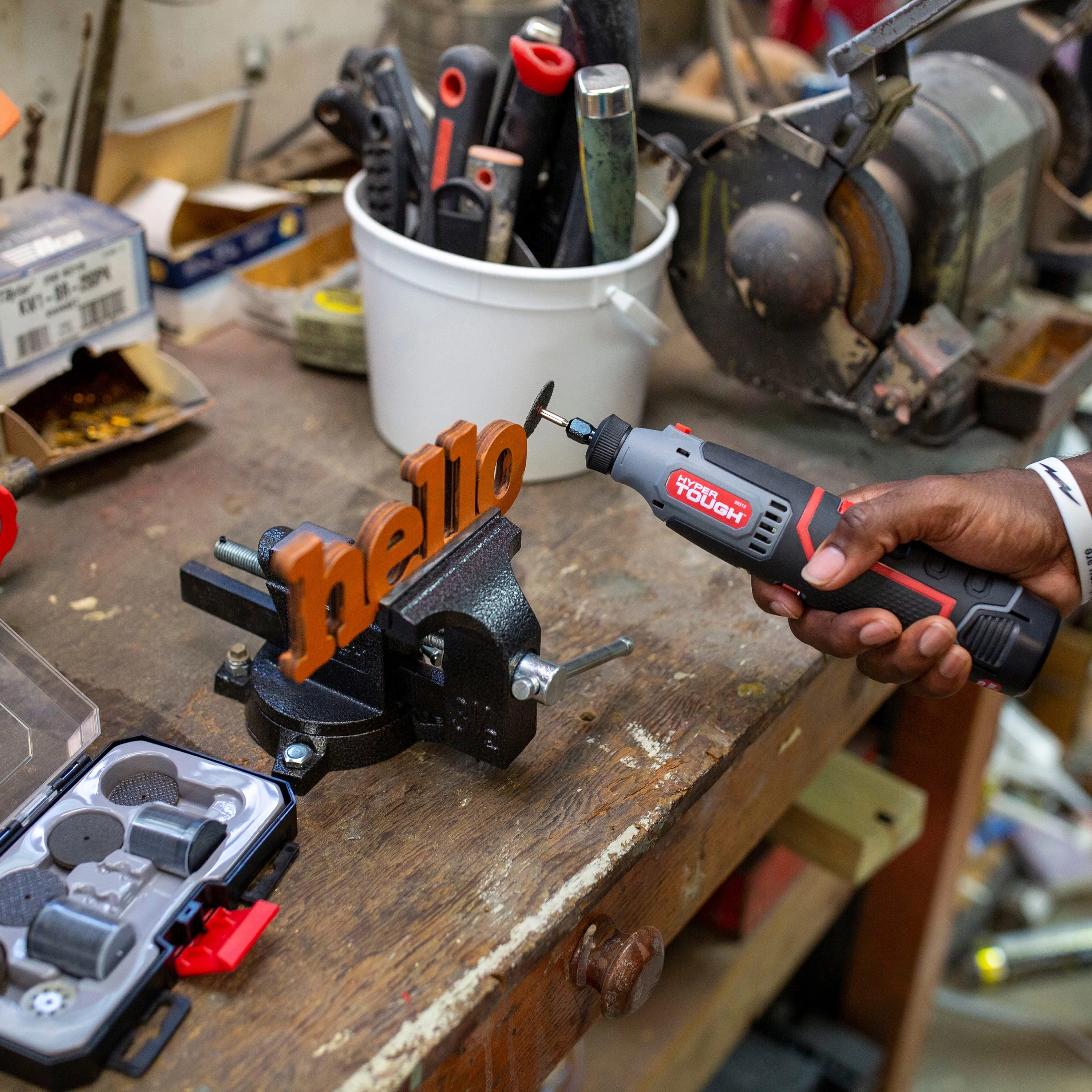 Hyper Tough 12V Max* Lithium-Ion Cordless Variable Speed Rotary Tool, 40 Accessories, with 1.5Ah Battery and Charger, 99315 - Inhomebuy