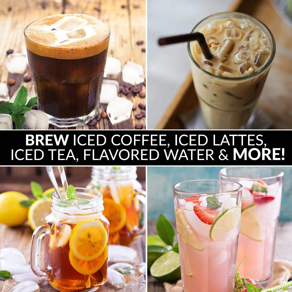 Café' Ice 3-Quart Iced Coffee and Tea Brewing System with Plastic Pitcher, Black - Inhomebuy